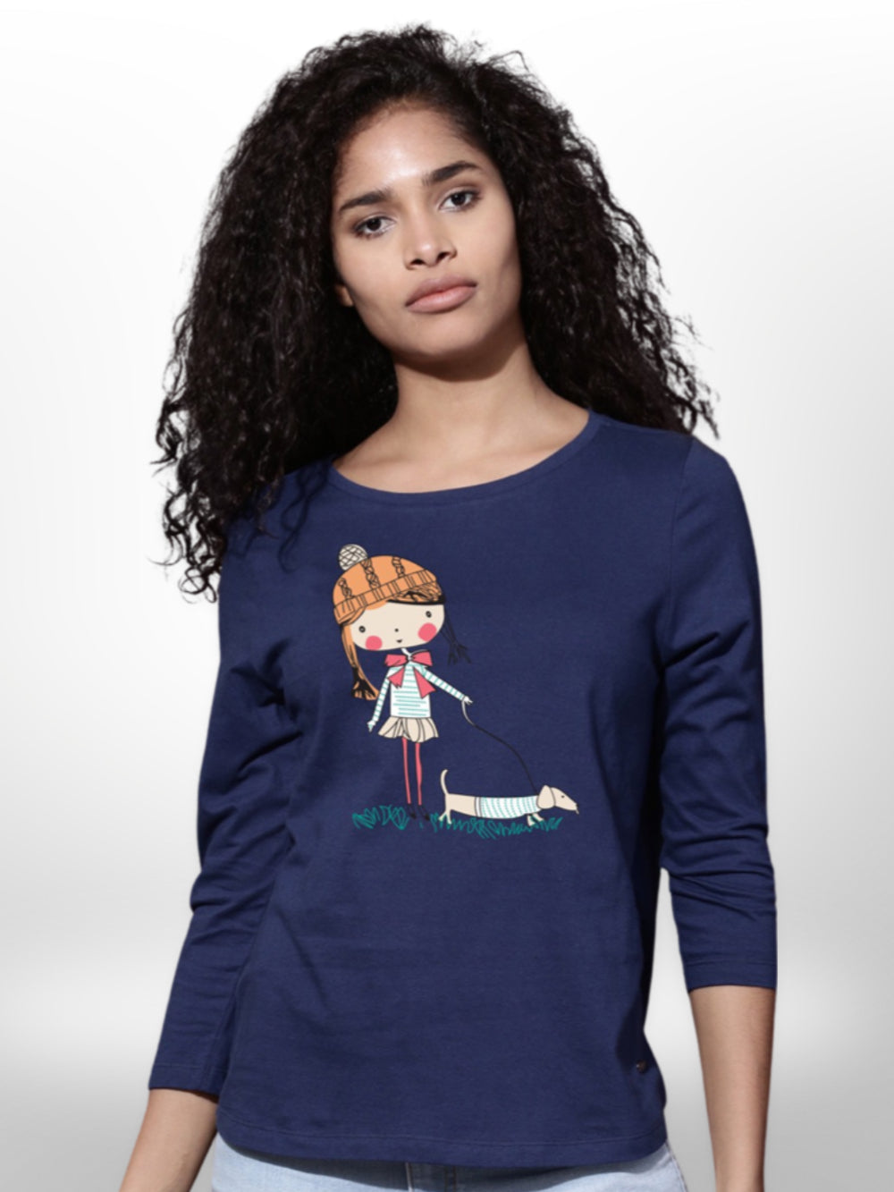 Pet With Cute Girls Printed T-shirt 4 Quarter Sleeve - Legacy Boutiques