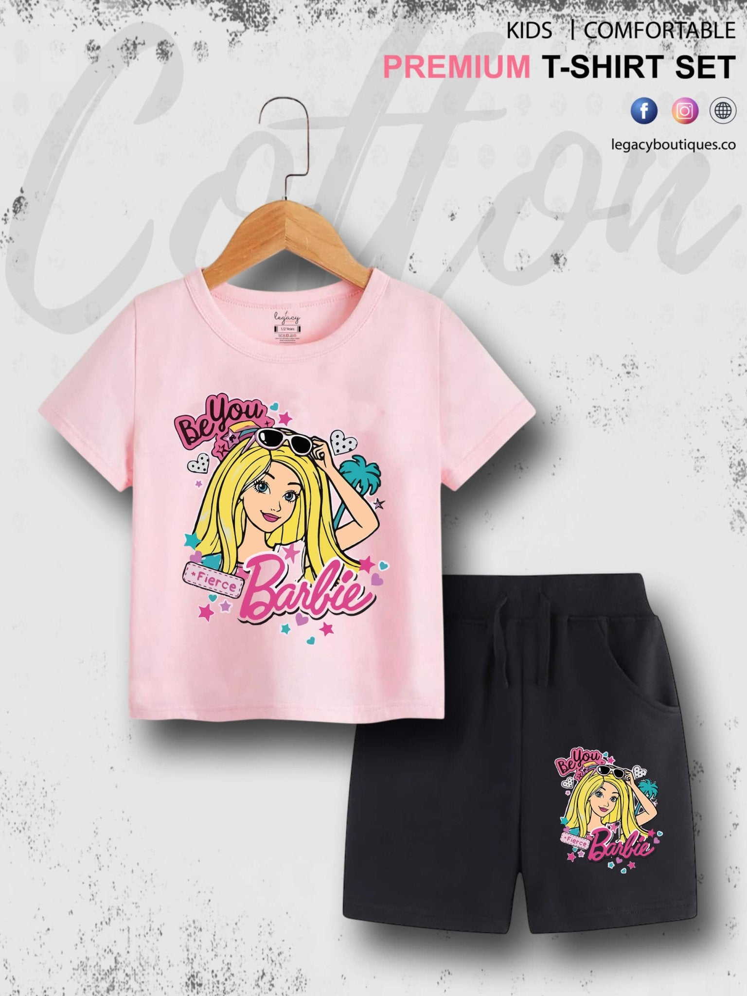 6 Month To 6 Year Babies Barbie Be You Print High Quality T-shirt Set Legacy Boutiques Legacy Boutiques