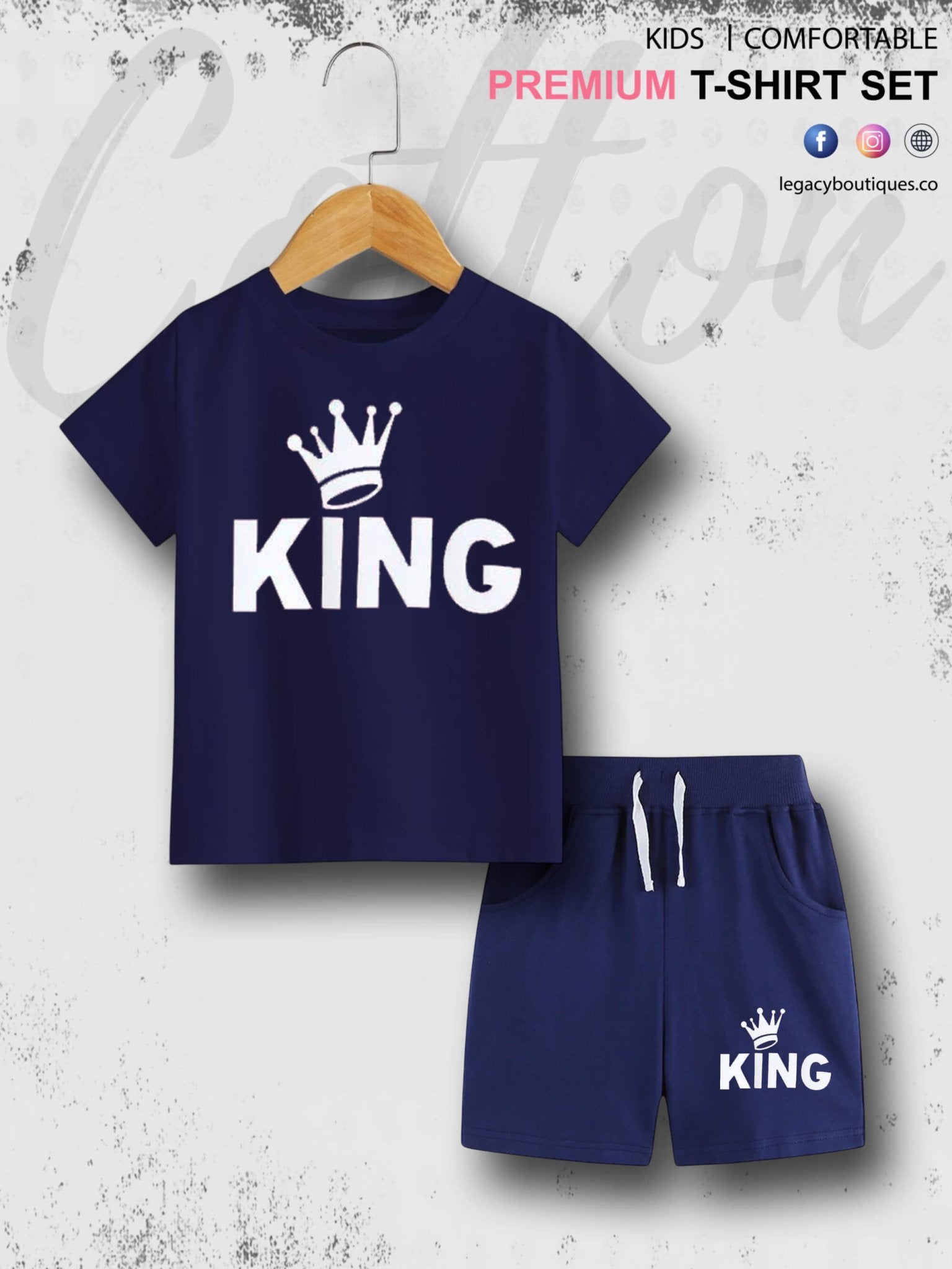 6 Month To 6 Year Babies King Print High Quality T-shirt Set Legacy Boutiques Legacy Boutiques