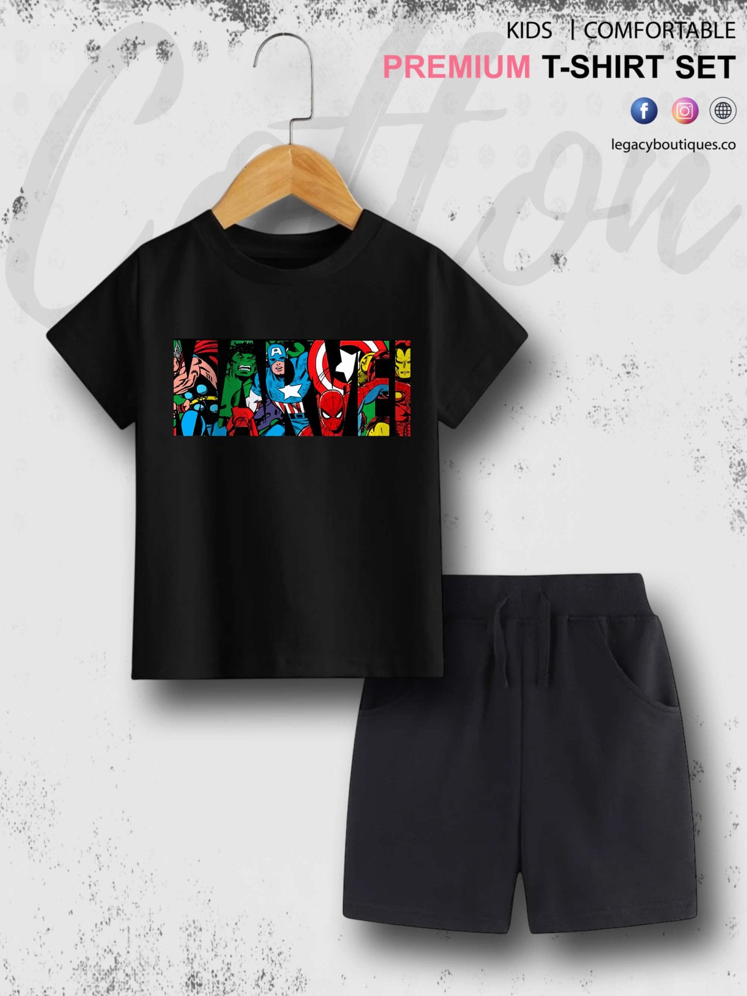 6 Month To 6 Year Babies Marvel Characters Print Good Quality T-shirt Set Legacy Boutiques Legacy Boutiques
