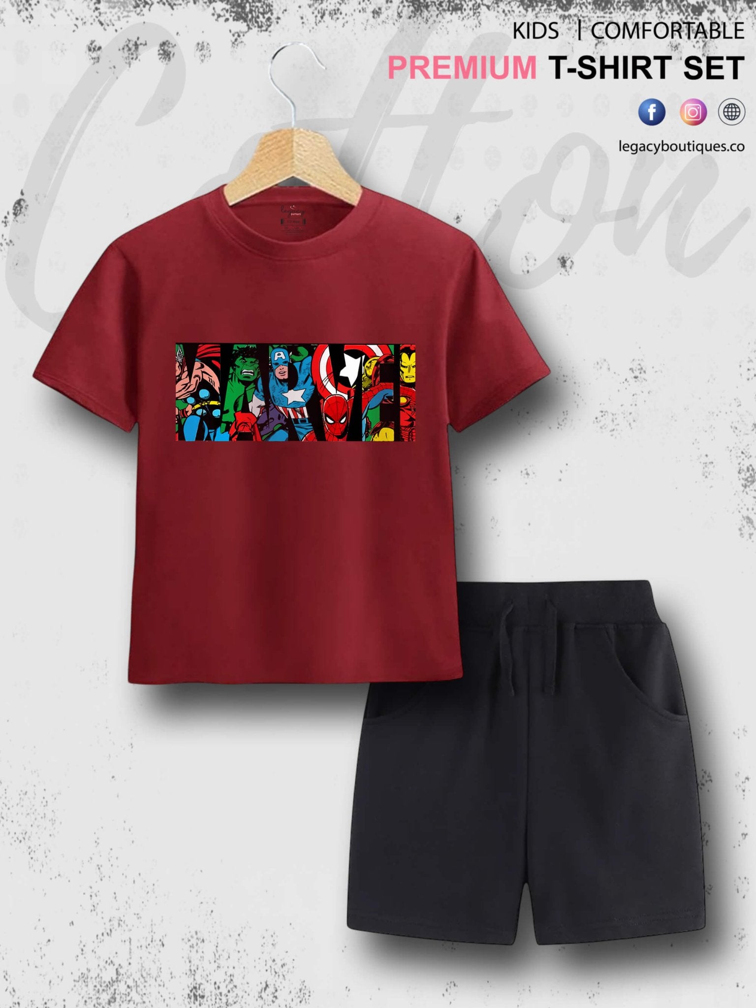 6 Month To 6 Year Babies Marvel Characters Print Good Quality T-shirt Set Legacy Boutiques Legacy Boutiques