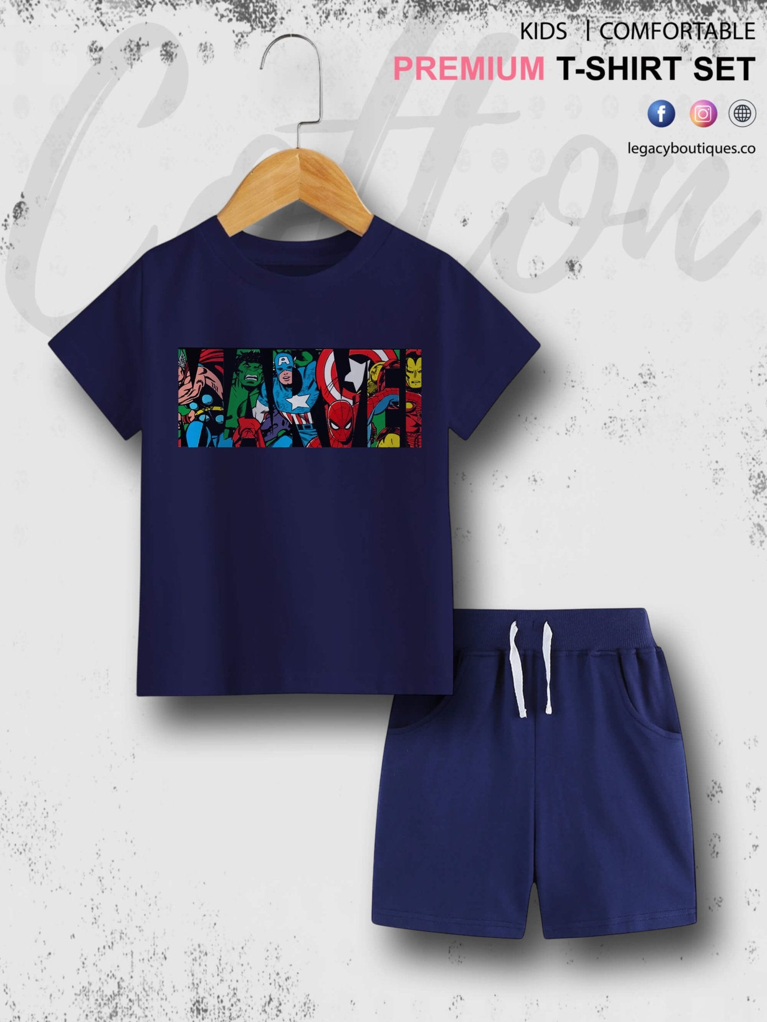 6 Month To 6 Year Babies Marvel Characters Print Good Quality T-shirt Set Legacy Boutiques Legacy Boutiques