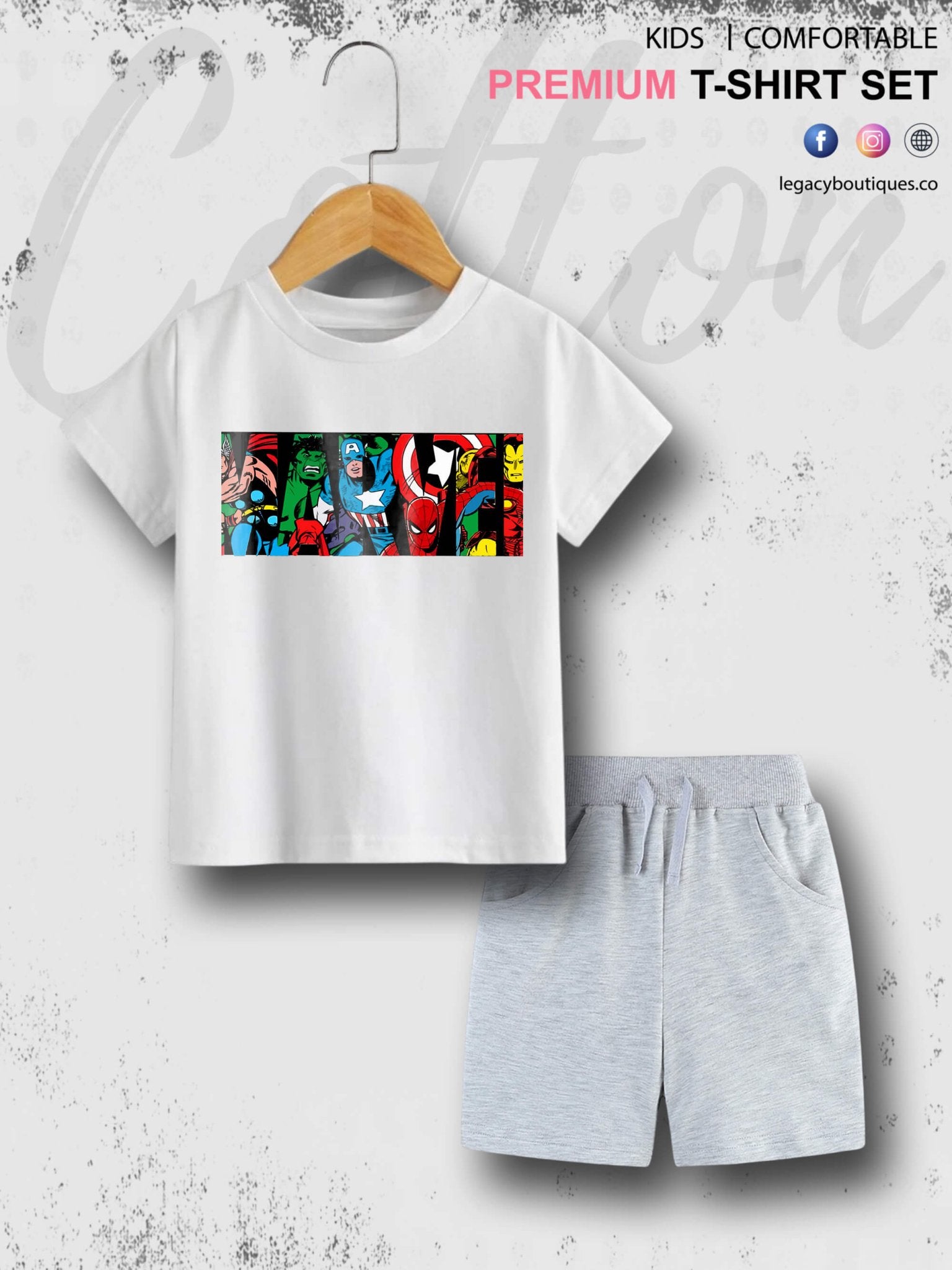 6 Month To 6 Year Babies Marvel Characters Print Good Quality T-shirt Set Legacy Boutiques Legacy Boutiques