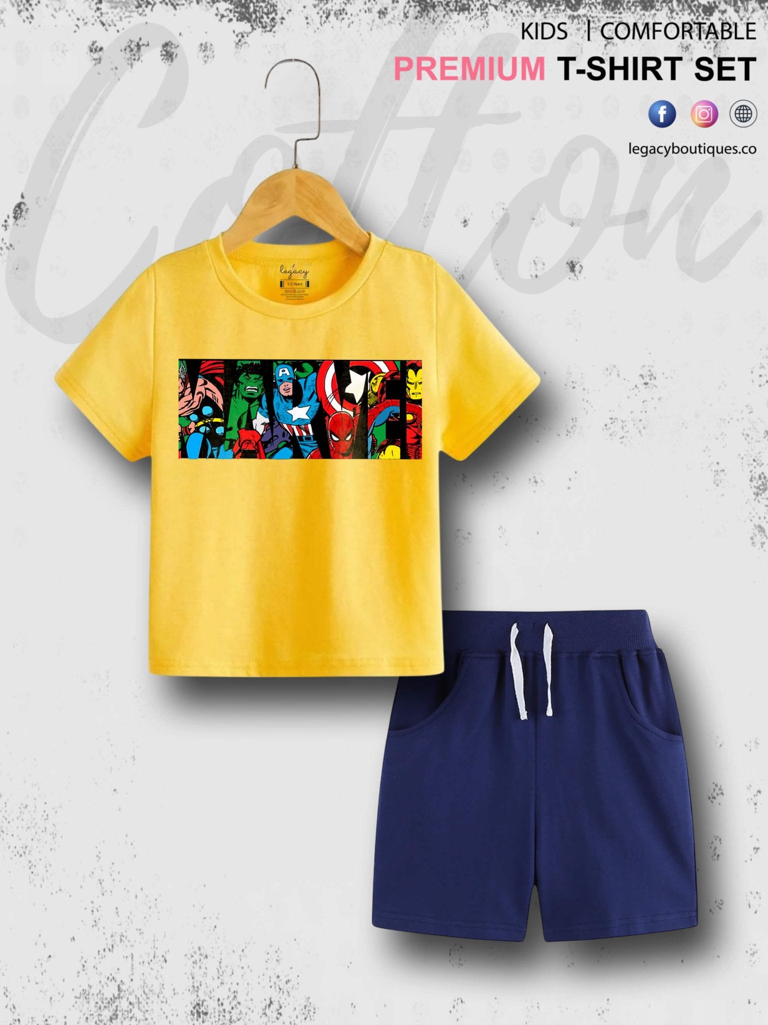 6 Month To 6 Year Babies Marvel Characters Print Good Quality T-shirt Set Legacy Boutiques Legacy Boutiques