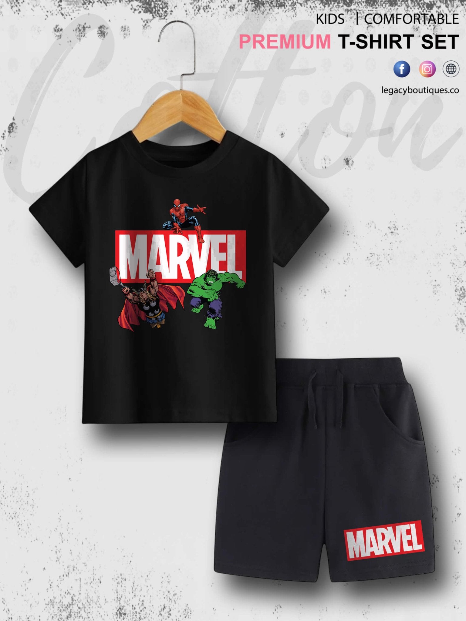 6 Month To 6 Year Babies Marvel Heroes Print Good Quality T-shirt Set Legacy Boutiques Legacy Boutiques