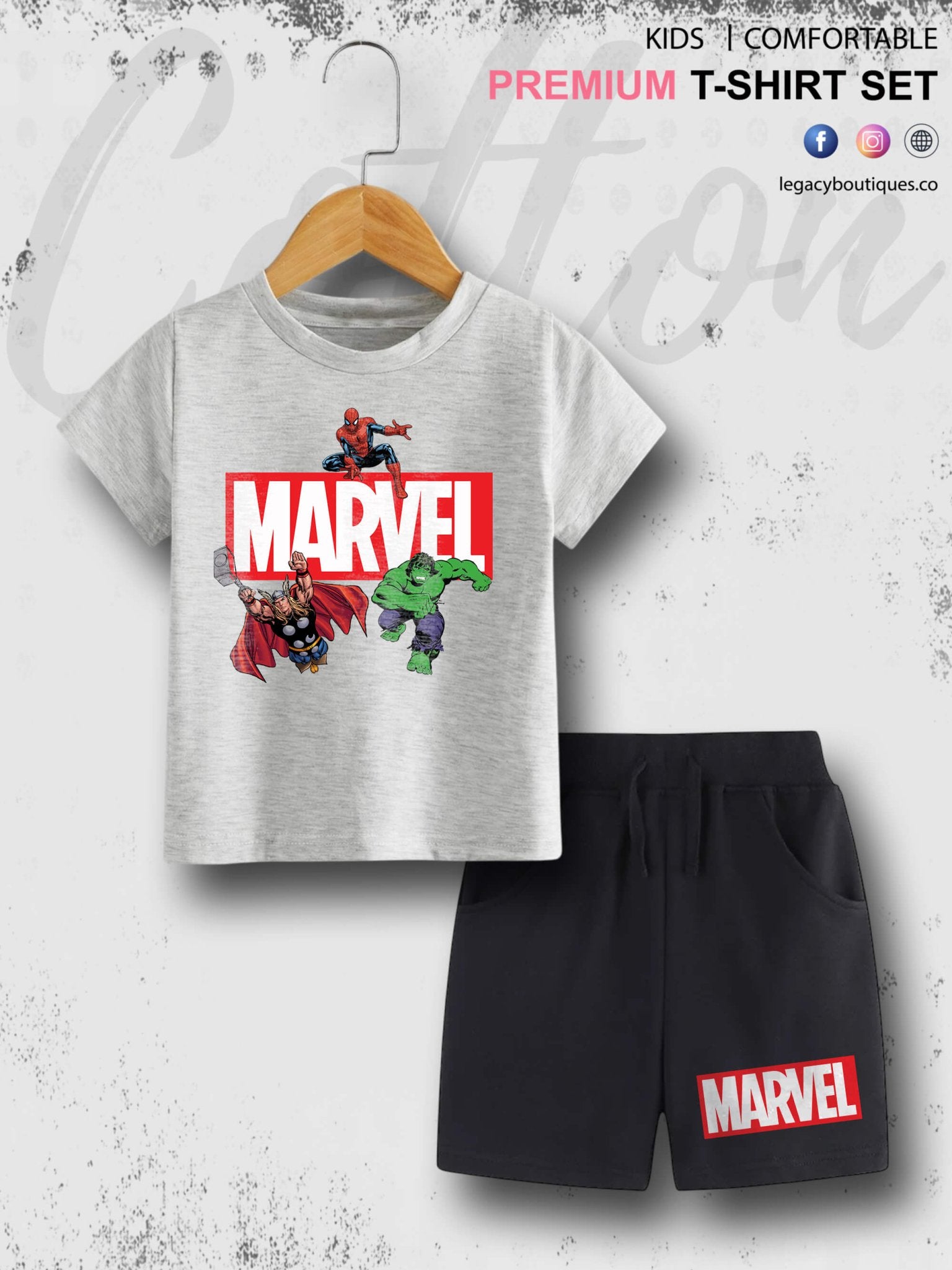 6 Month To 6 Year Babies Marvel Heroes Print Good Quality T-shirt Set Legacy Boutiques Legacy Boutiques
