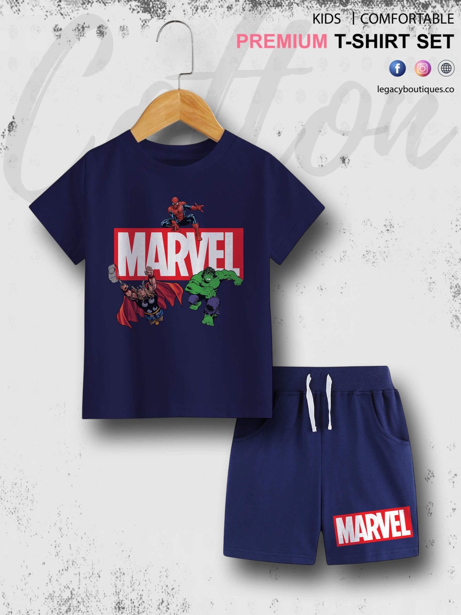 6 Month To 6 Year Babies Marvel Heroes Print Good Quality T-shirt Set Legacy Boutiques Legacy Boutiques