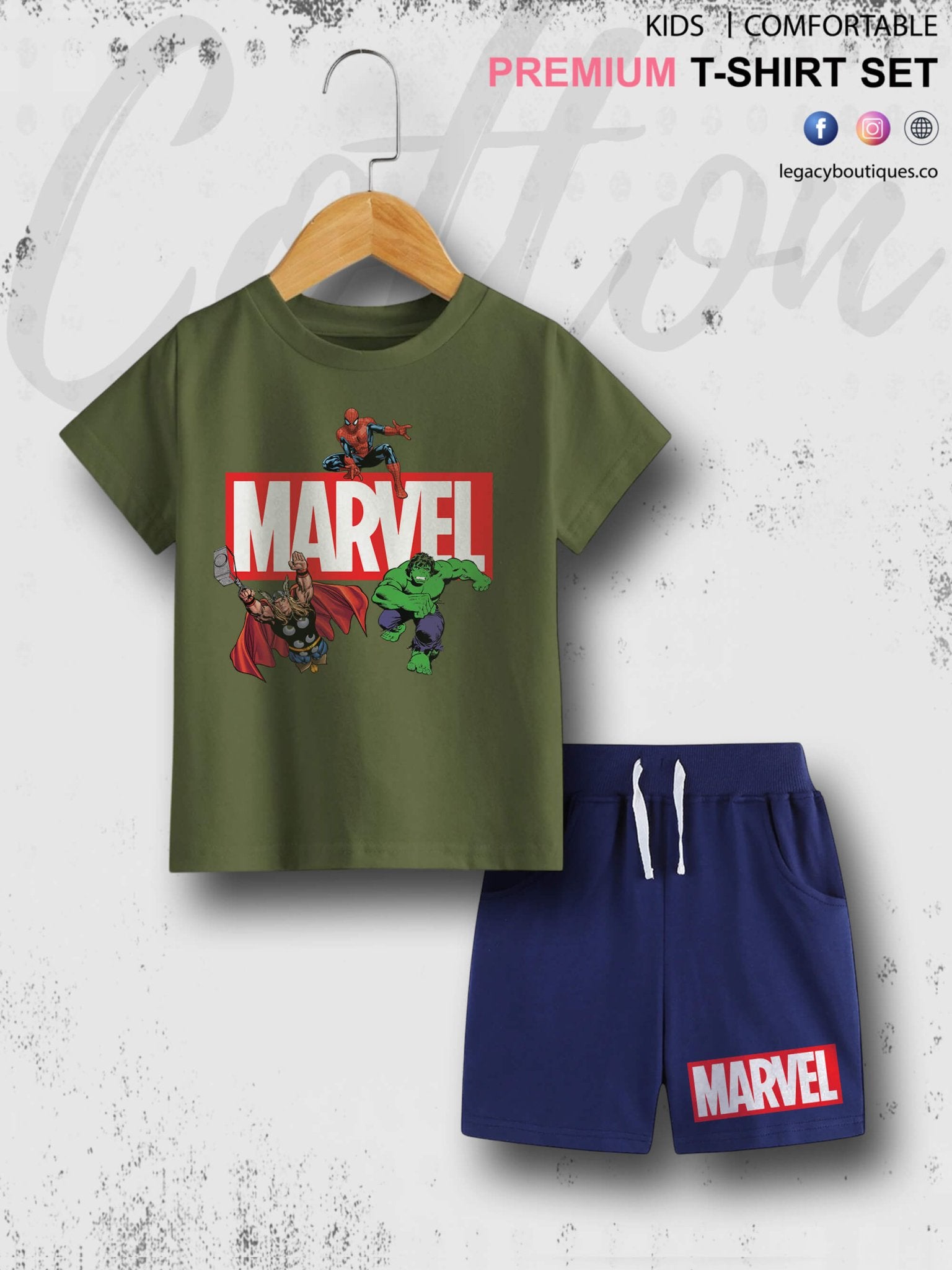 6 Month To 6 Year Babies Marvel Heroes Print Good Quality T-shirt Set Legacy Boutiques Legacy Boutiques