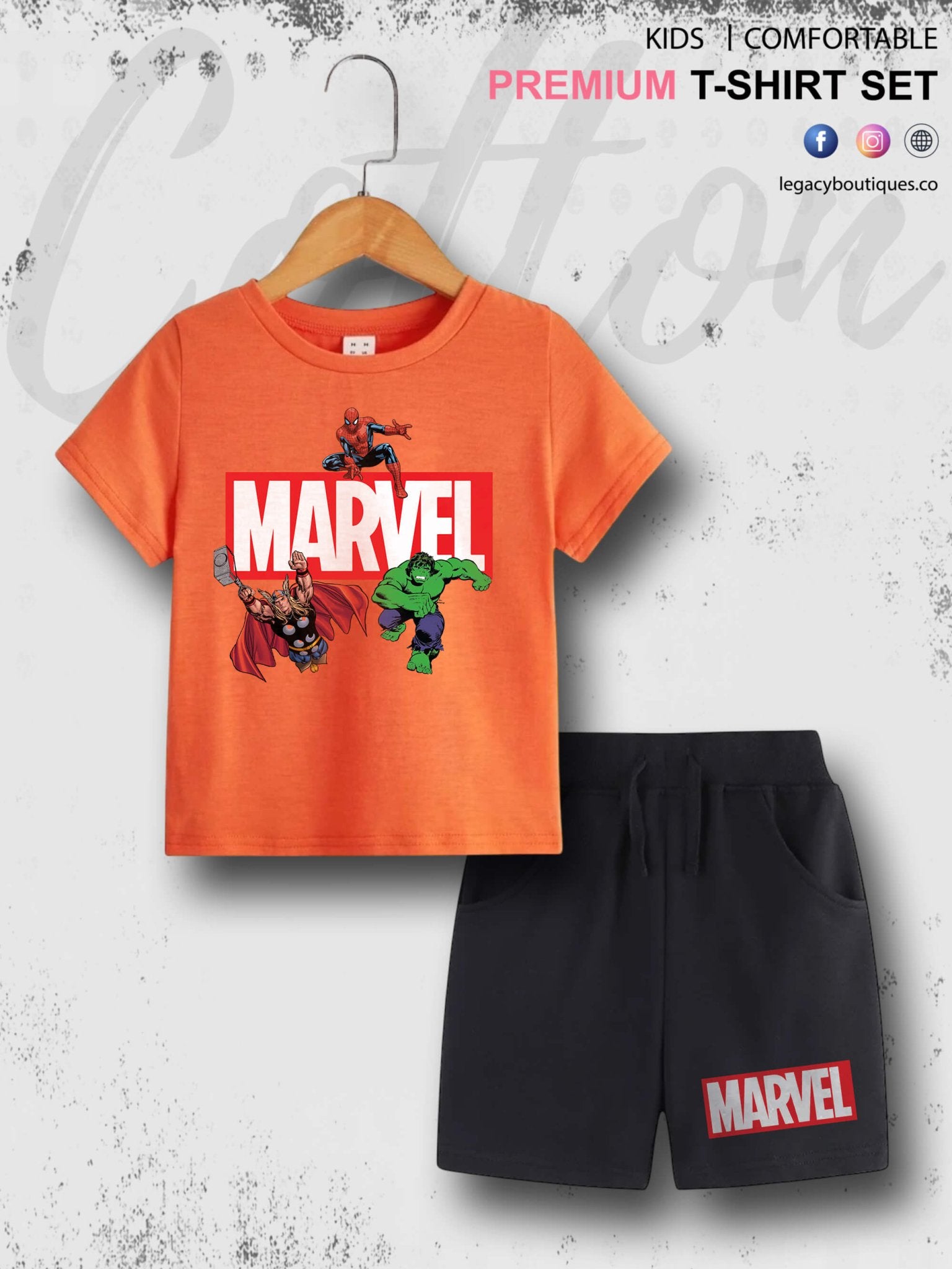 6 Month To 6 Year Babies Marvel Heroes Print Good Quality T-shirt Set Legacy Boutiques Legacy Boutiques