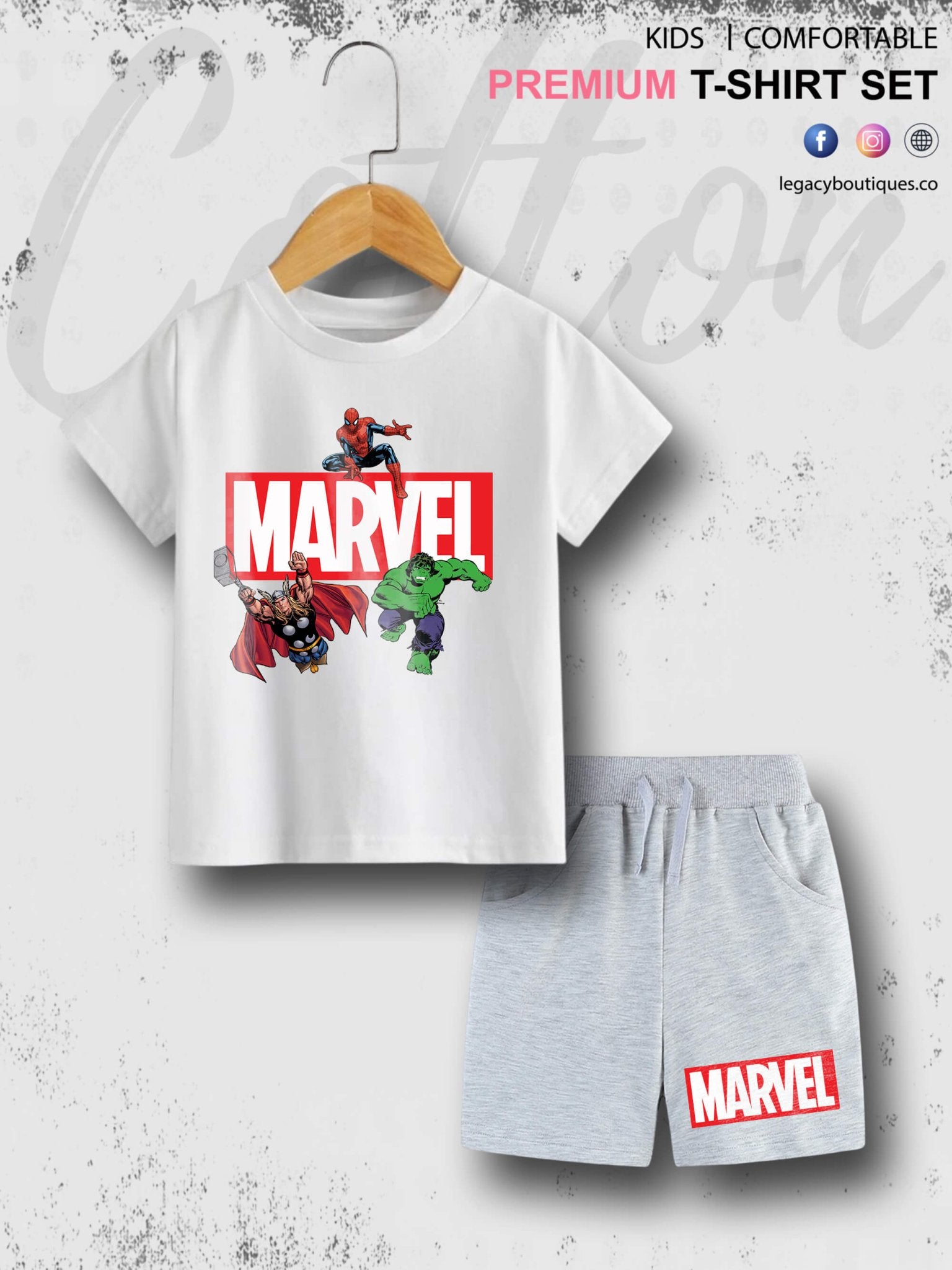 6 Month To 6 Year Babies Marvel Heroes Print Good Quality T-shirt Set Legacy Boutiques Legacy Boutiques