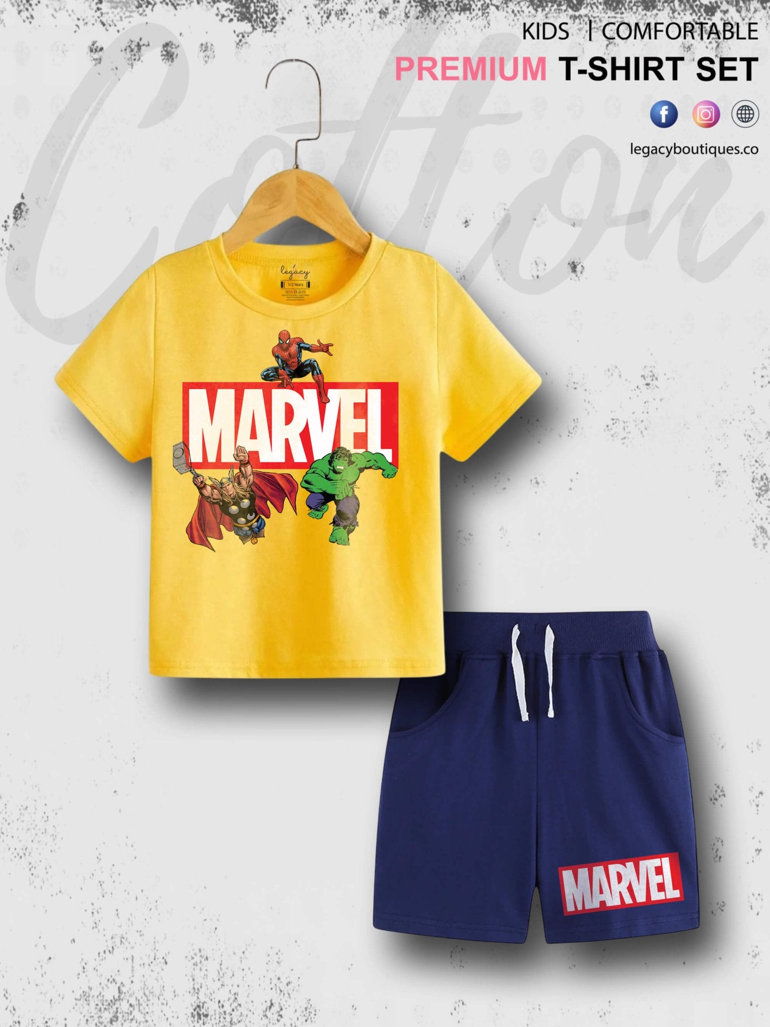 6 Month To 6 Year Babies Marvel Heroes Print Good Quality T-shirt Set Legacy Boutiques Legacy Boutiques