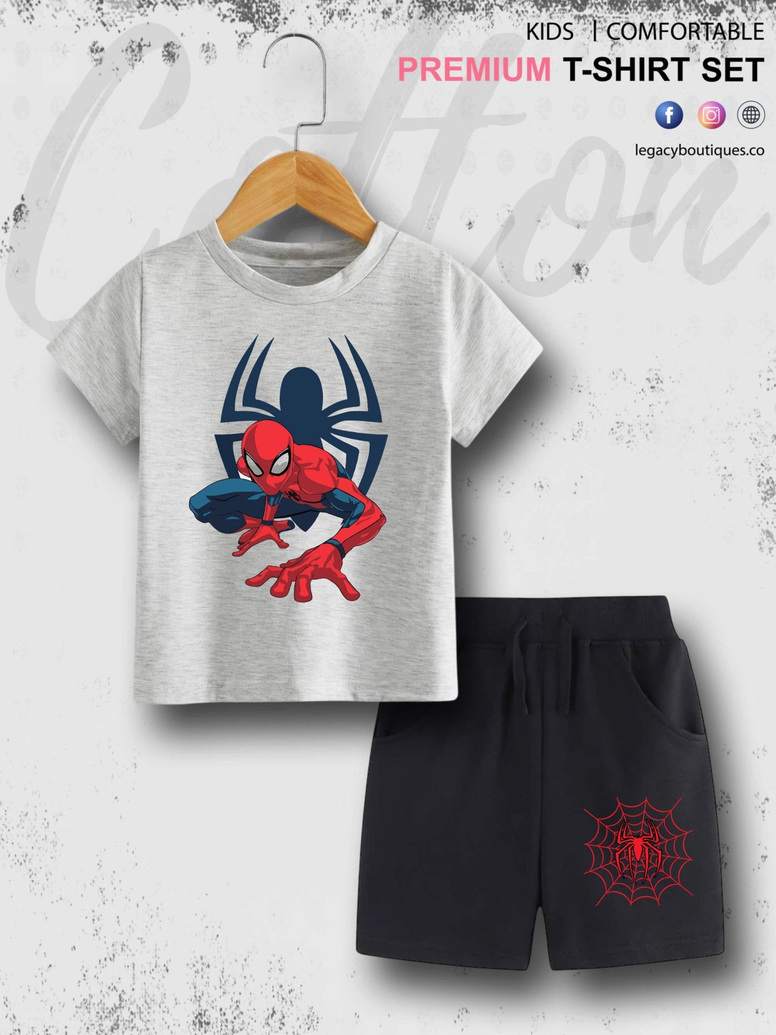 6 Month To 6 Year Babies Marvel Spiderman Print Good Quality T-shirt Set Legacy Boutiques Legacy Boutiques