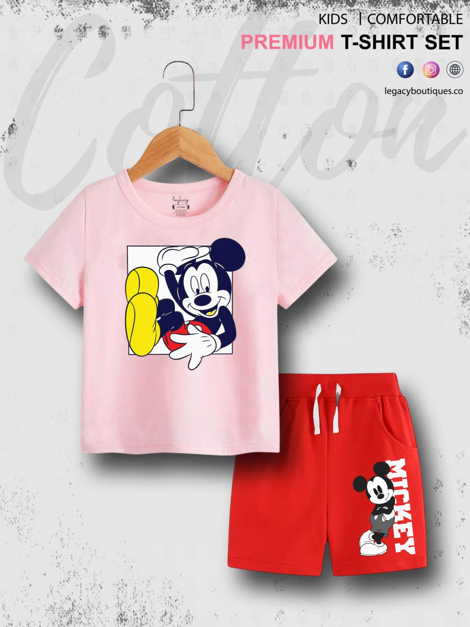 6 Month To 6 Year Babies MICKEY Print Good Quality T-shirt Set Legacy Boutiques Legacy Boutiques