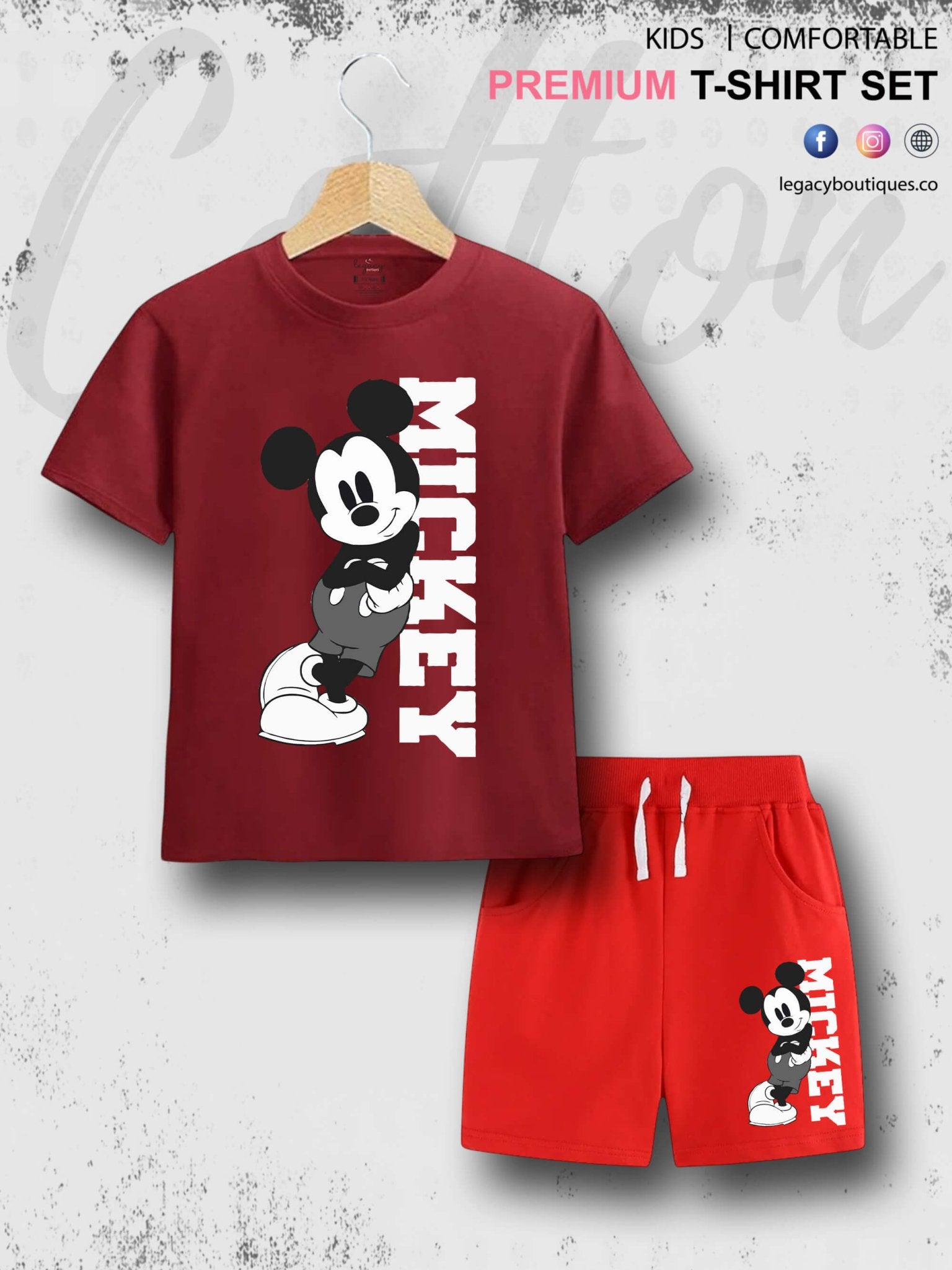 6 Month To 6 Year Babies Mickey Print High Quality T-shirt Set Legacy Boutiques Legacy Boutiques