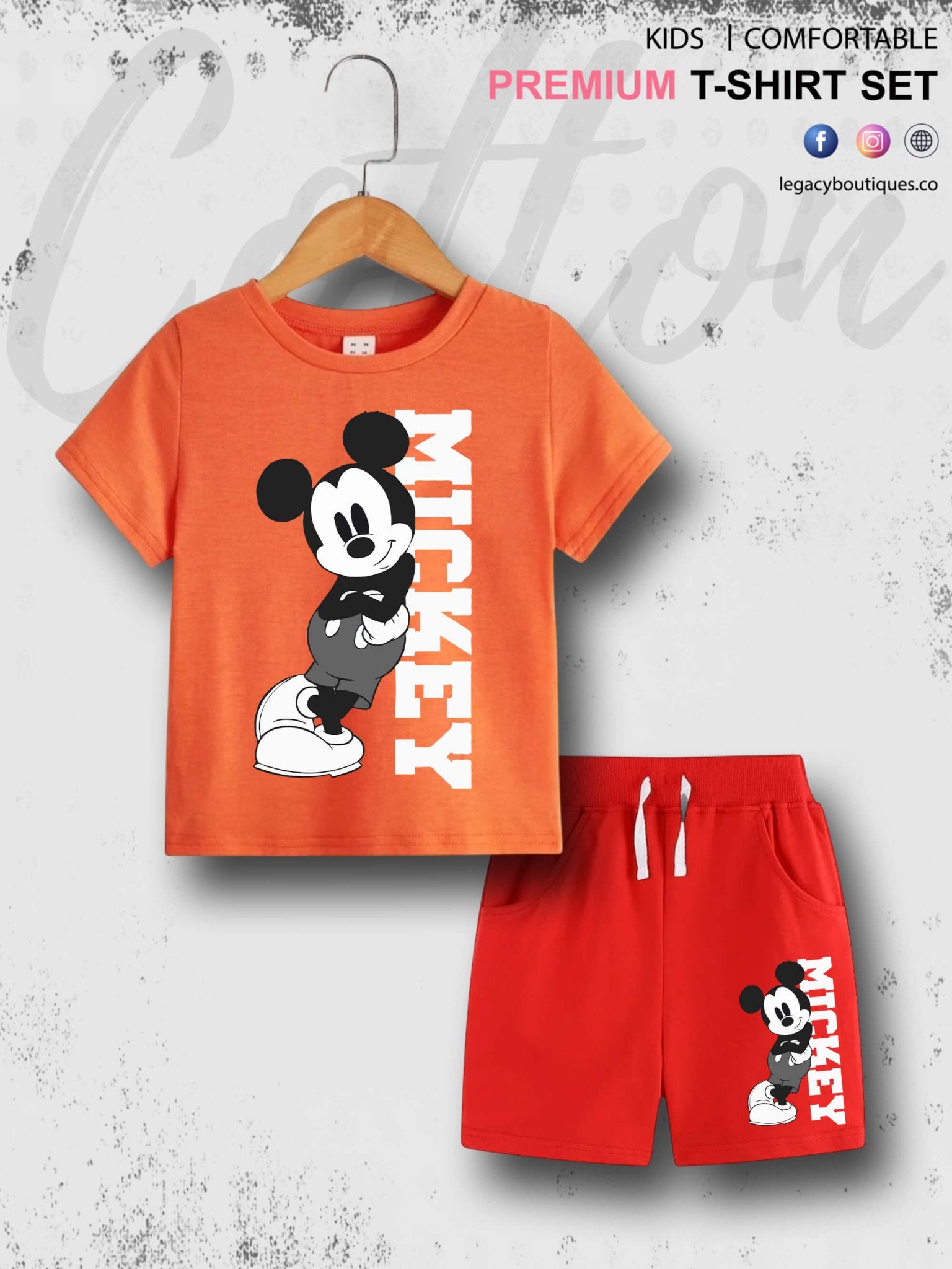 6 Month To 6 Year Babies Mickey Print High Quality T-shirt Set Legacy Boutiques Legacy Boutiques