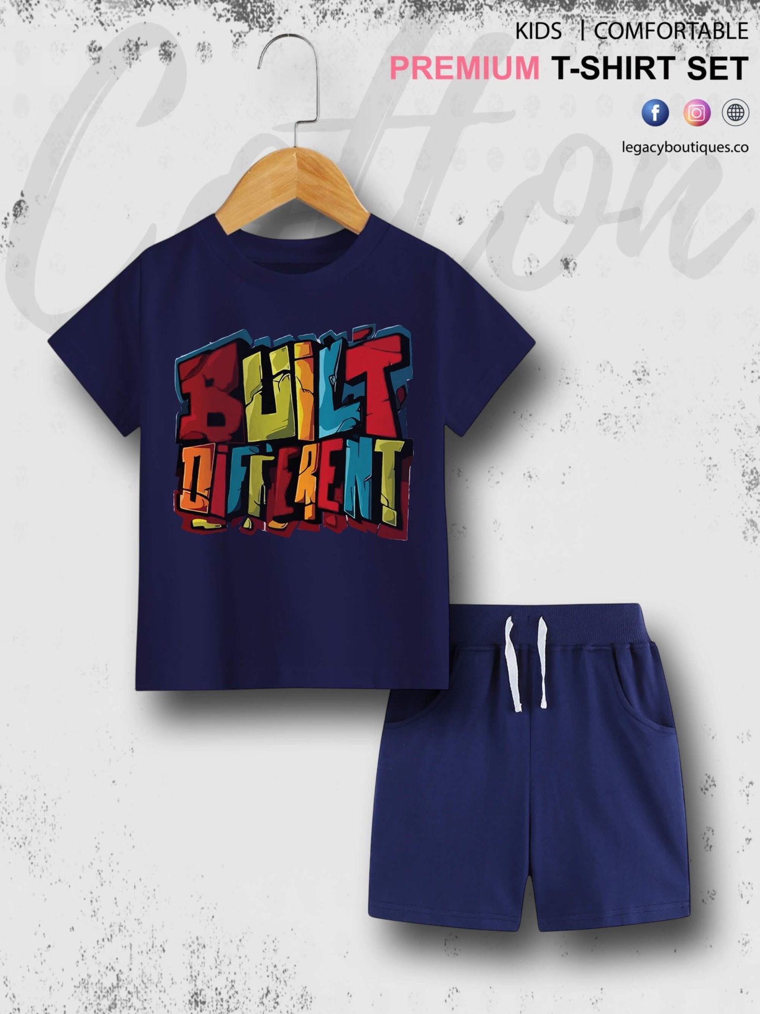6 Month To 6 Year Kids Built Different Print Cotton Blend Good Quality T-shirt Set Legacy Boutiques Legacy Boutiques