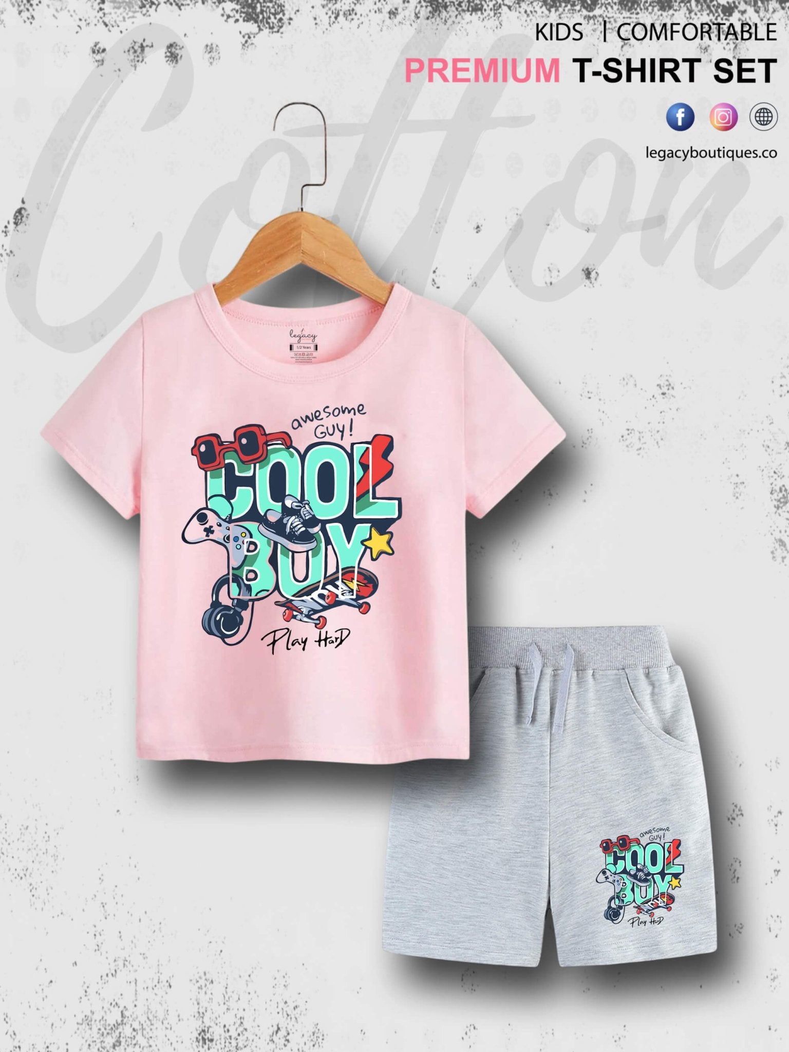 6 Month To 6 Year Kids Cool Boy Print Cotton Blend Good Quality T-shirt Set Legacy Boutiques Legacy Boutiques