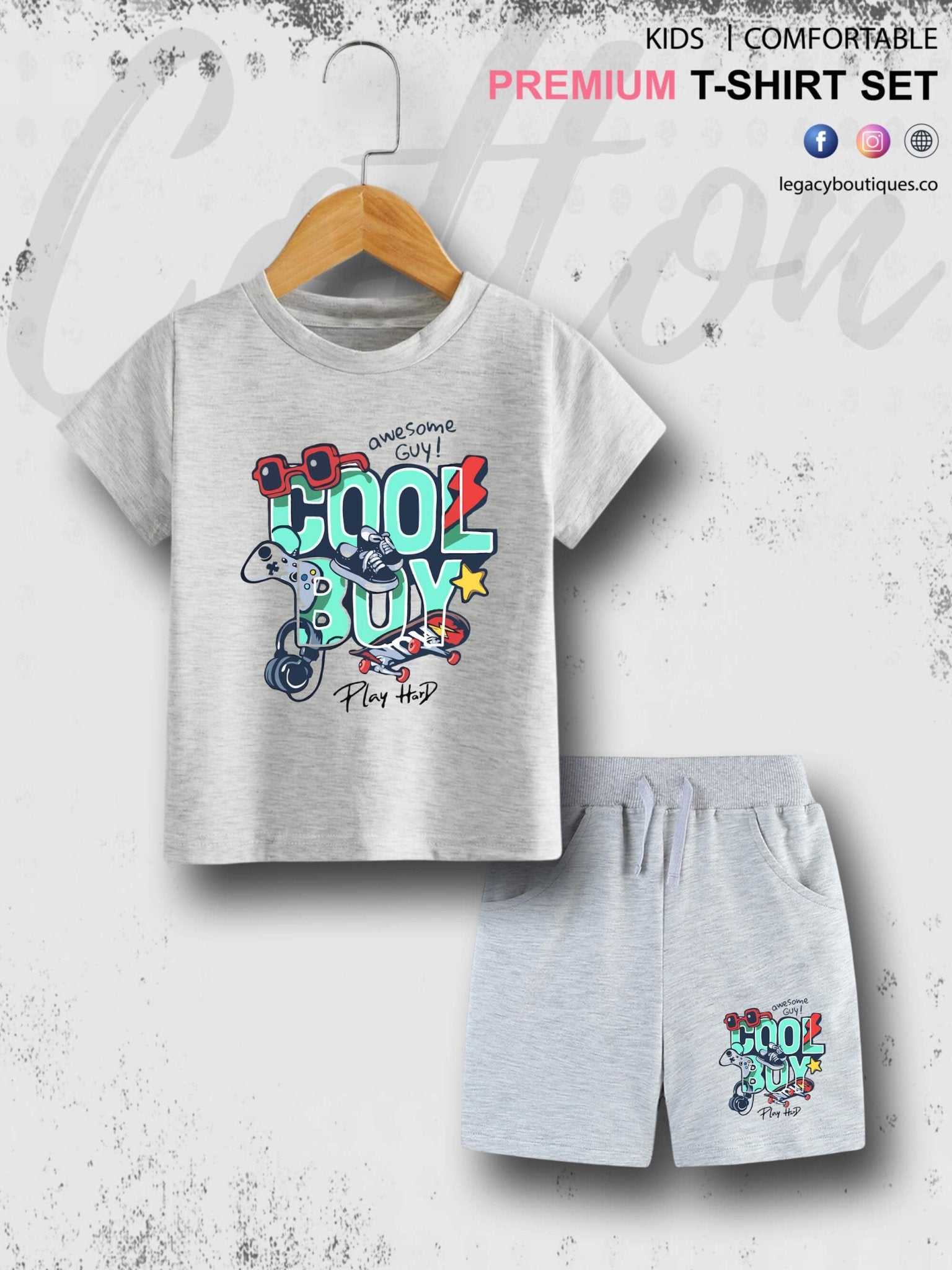 6 Month To 6 Year Kids Cool Boy Print Cotton Blend Good Quality T-shirt Set Legacy Boutiques Legacy Boutiques