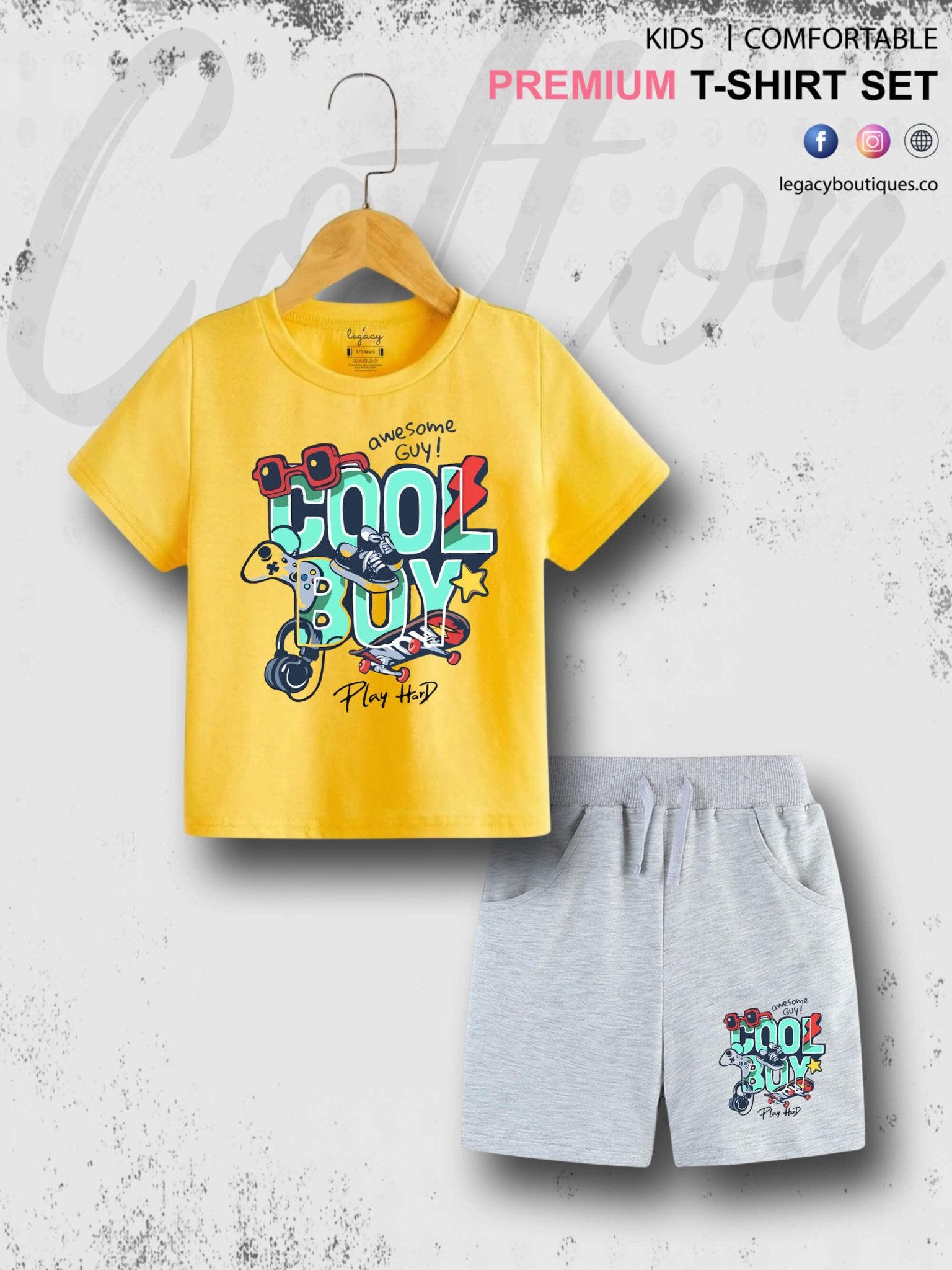 6 Month To 6 Year Kids Cool Boy Print Cotton Blend Good Quality T-shirt Set Legacy Boutiques Legacy Boutiques
