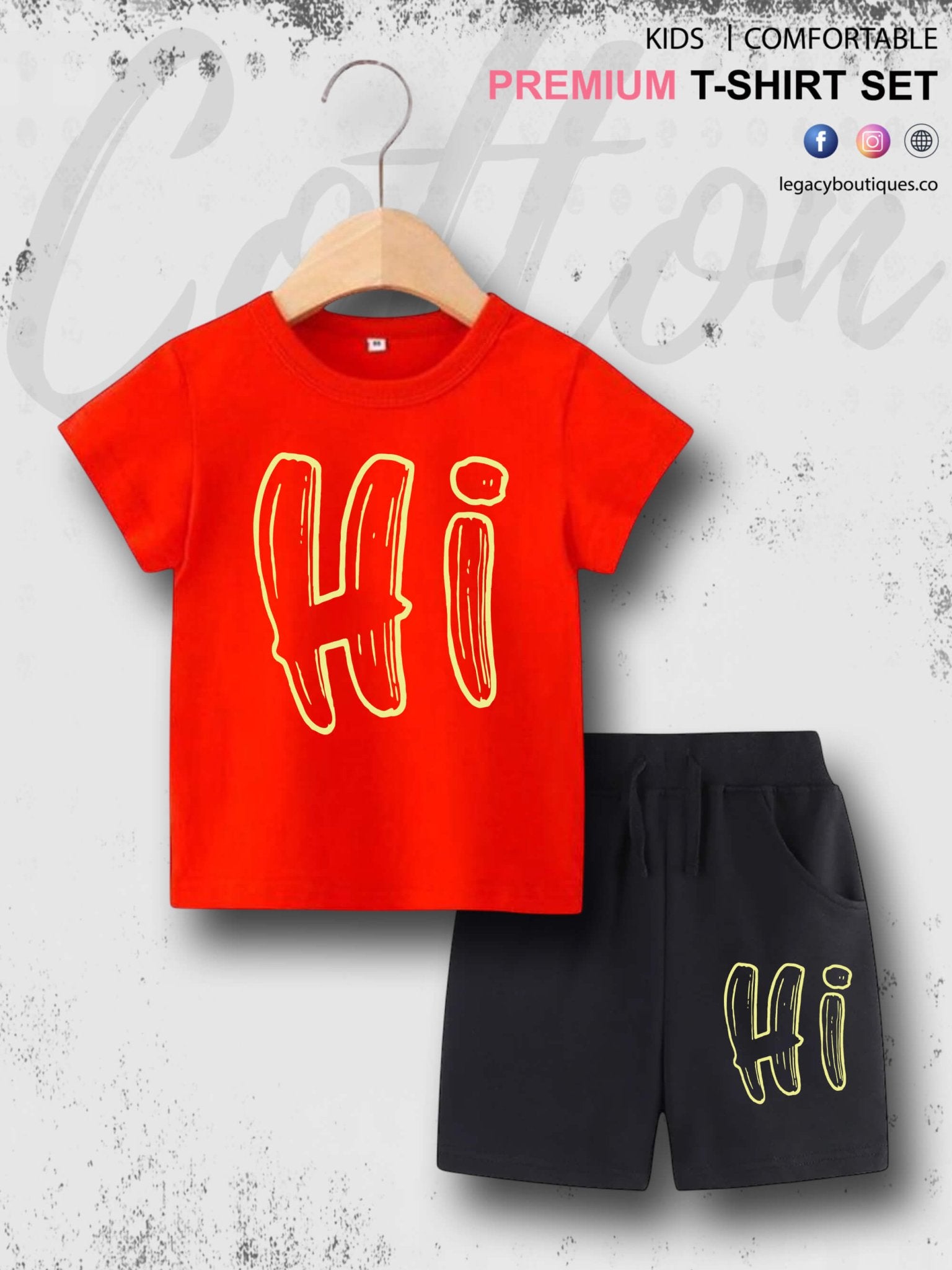 6 Month To 6 Year Kids Hi Print High Quality T-shirt Set Legacy Boutiques Legacy Boutiques