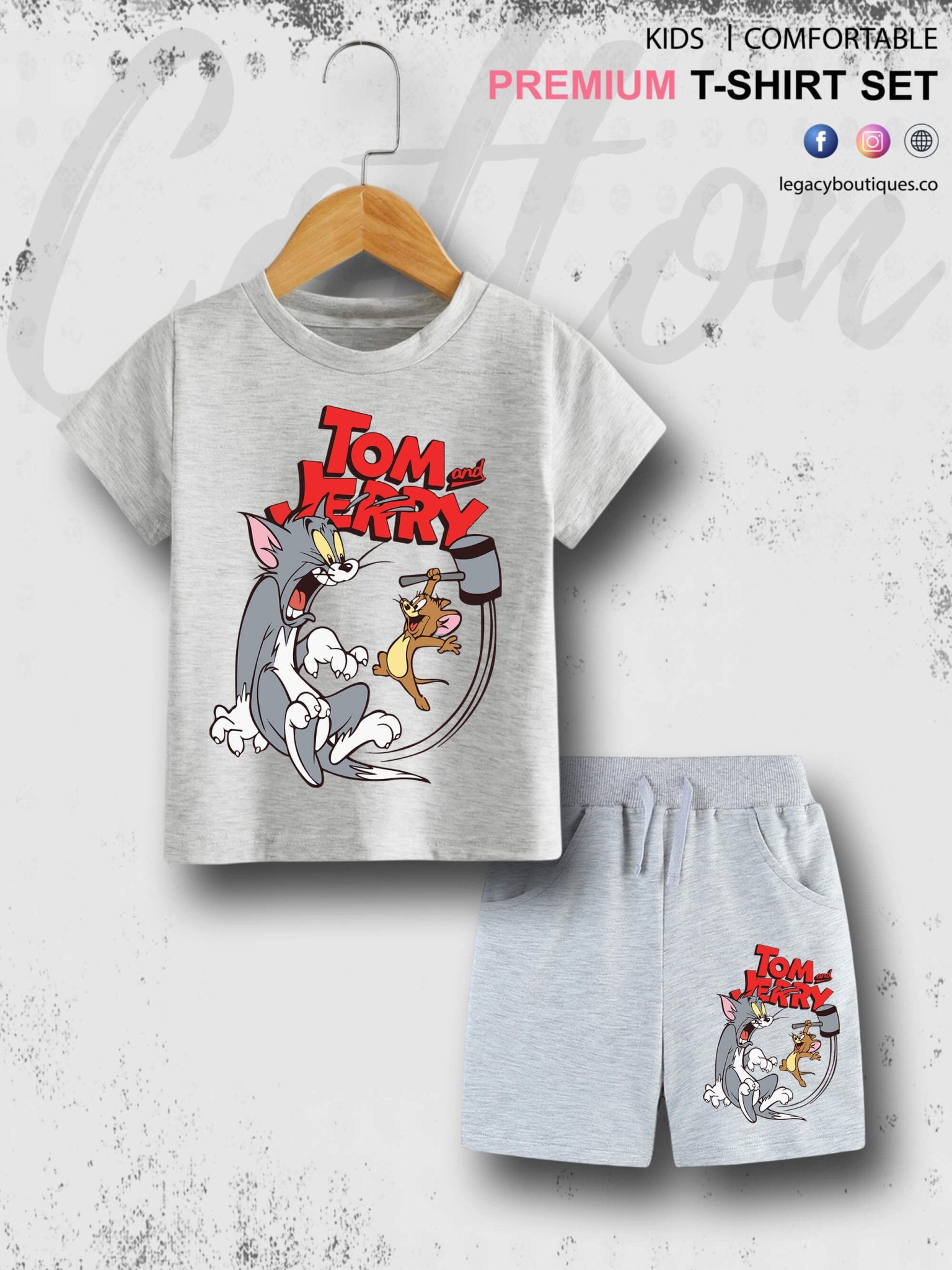 6 Month To 6 Year Kids Tom And Jerry Print Good Quality T-shirt Set Legacy Boutiques Legacy Boutiques