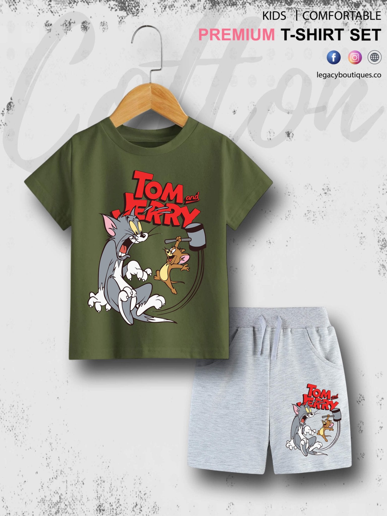 6 Month To 6 Year Kids Tom And Jerry Print Good Quality T-shirt Set Legacy Boutiques Legacy Boutiques