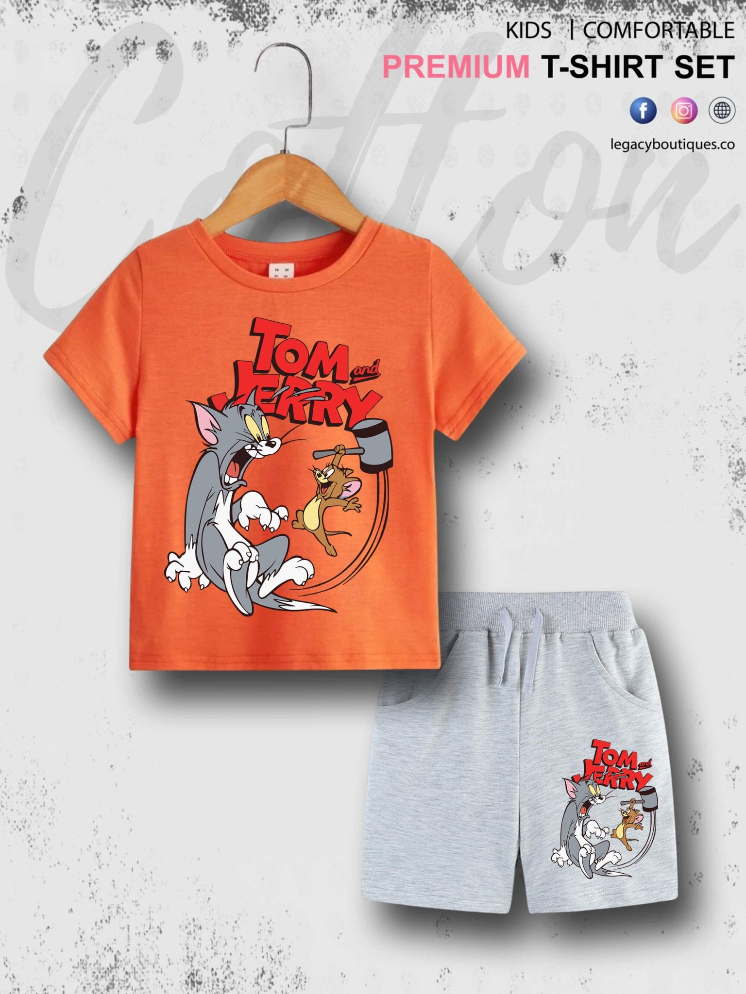 6 Month To 6 Year Kids Tom And Jerry Print Good Quality T-shirt Set Legacy Boutiques Legacy Boutiques