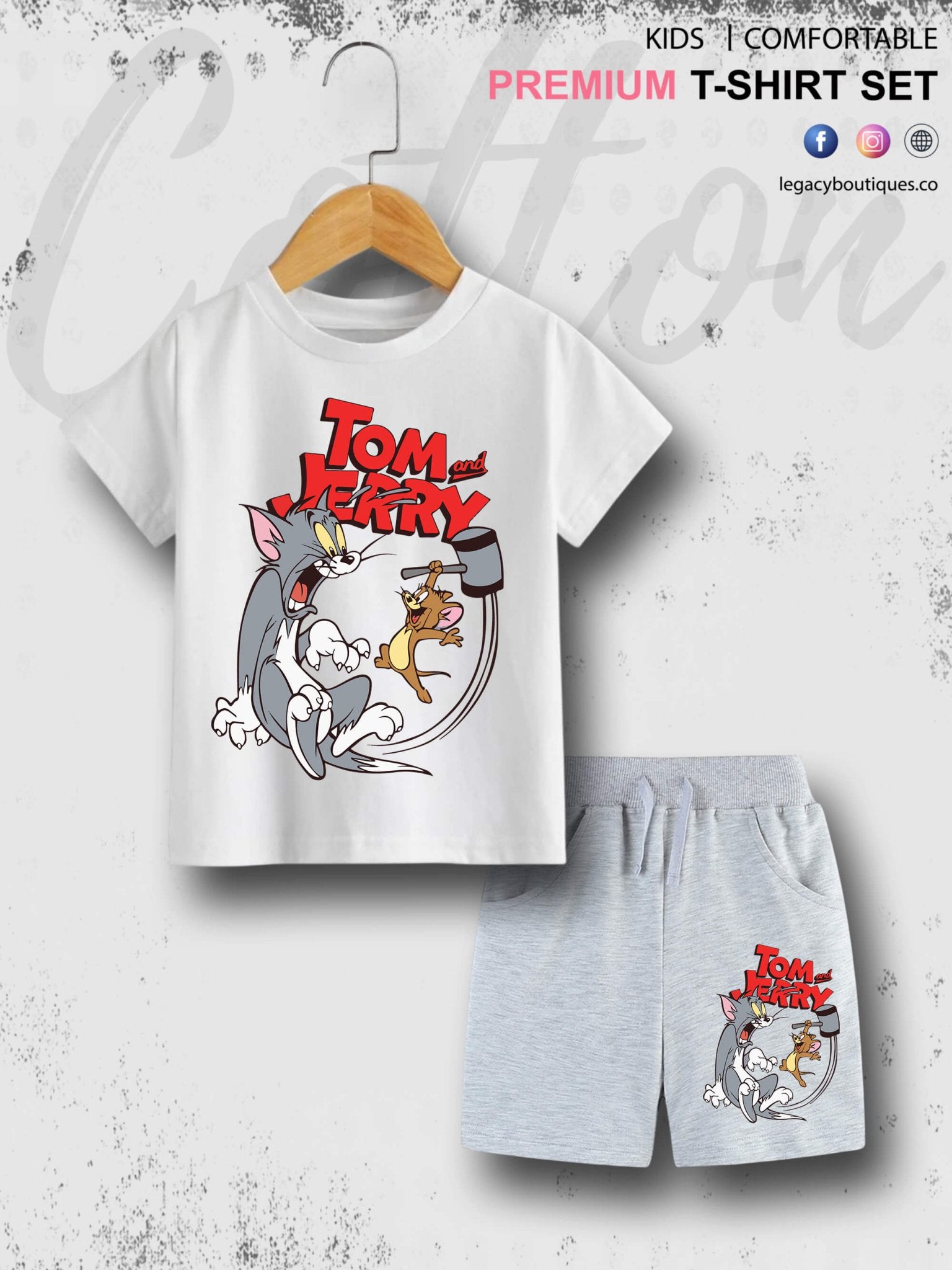 6 Month To 6 Year Kids Tom And Jerry Print Good Quality T-shirt Set Legacy Boutiques Legacy Boutiques