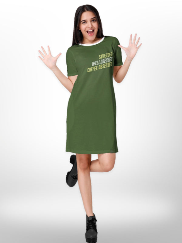 Olive Printed Fashionable Womens Long T-shirt - Legacy Boutiques