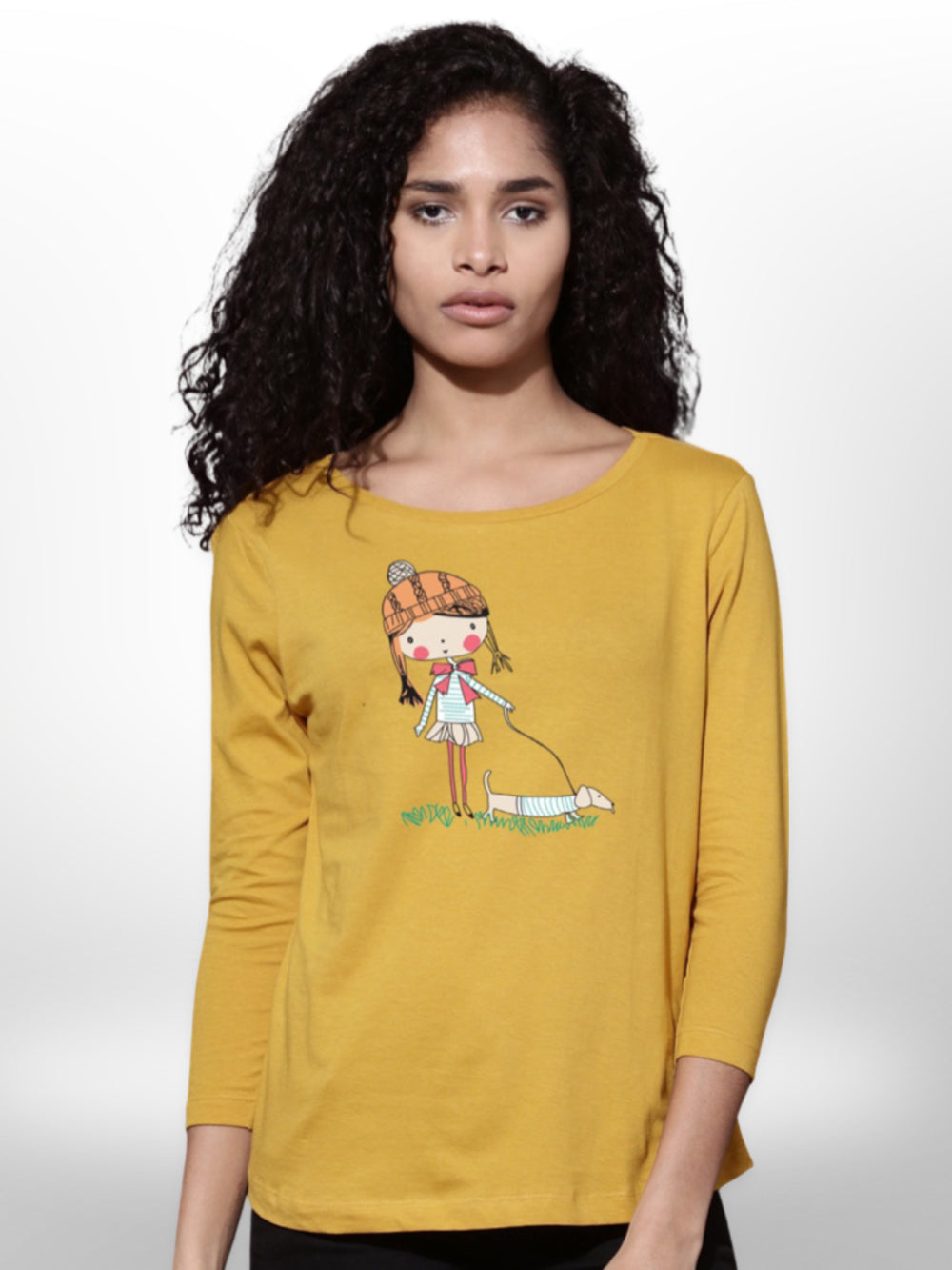 Pet With Cute Girls Printed T-shirt 4 Quarter Sleeve - Legacy Boutiques