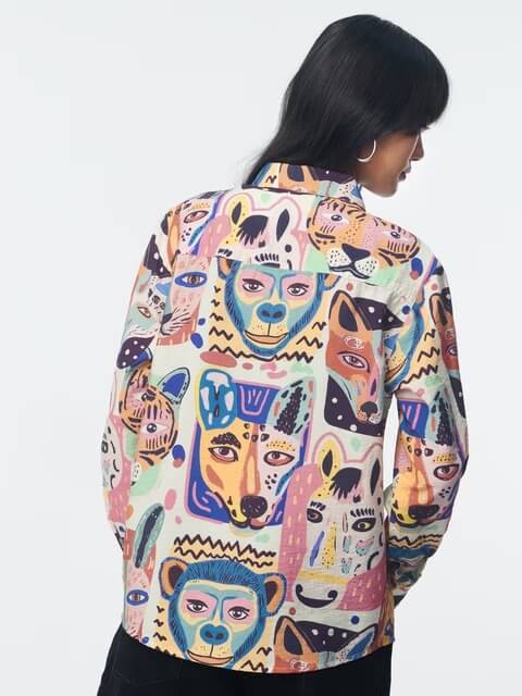 Abstract Jungle Portrait Print Shirt for Ladies Legacy Boutiques Legacy Boutiques