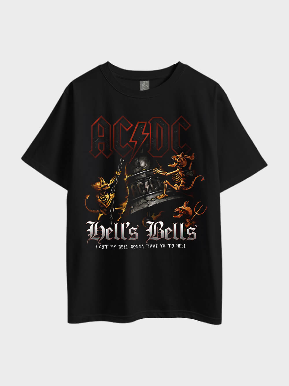 AC DC Hells Bells Heavy Metal Oversized Mens Tee In Lowest Price At Legacy Boutiques BD Legacy Boutiques Legacy Boutiques
