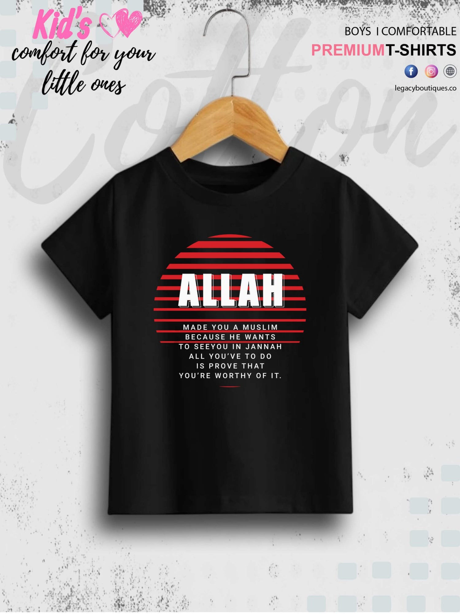 Allah Printed 1 To 11 Years Kids Babies Islamic T-Shirt In Lowest Price Only In Dhaka Legacy Boutiques Legacy Boutiques