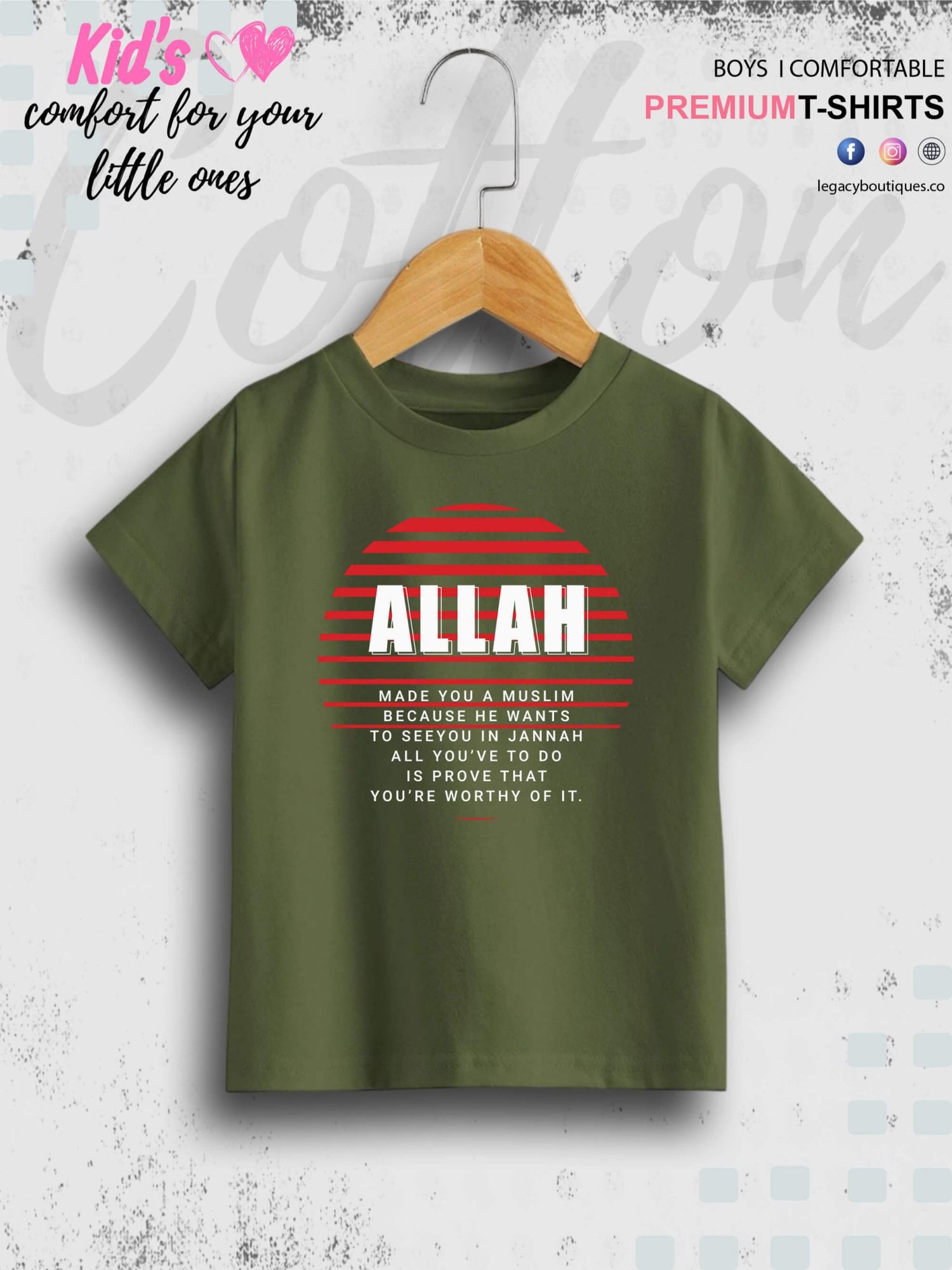 Allah Printed 1 To 11 Years Kids Babies Islamic T-Shirt In Lowest Price Only In Dhaka Legacy Boutiques Legacy Boutiques