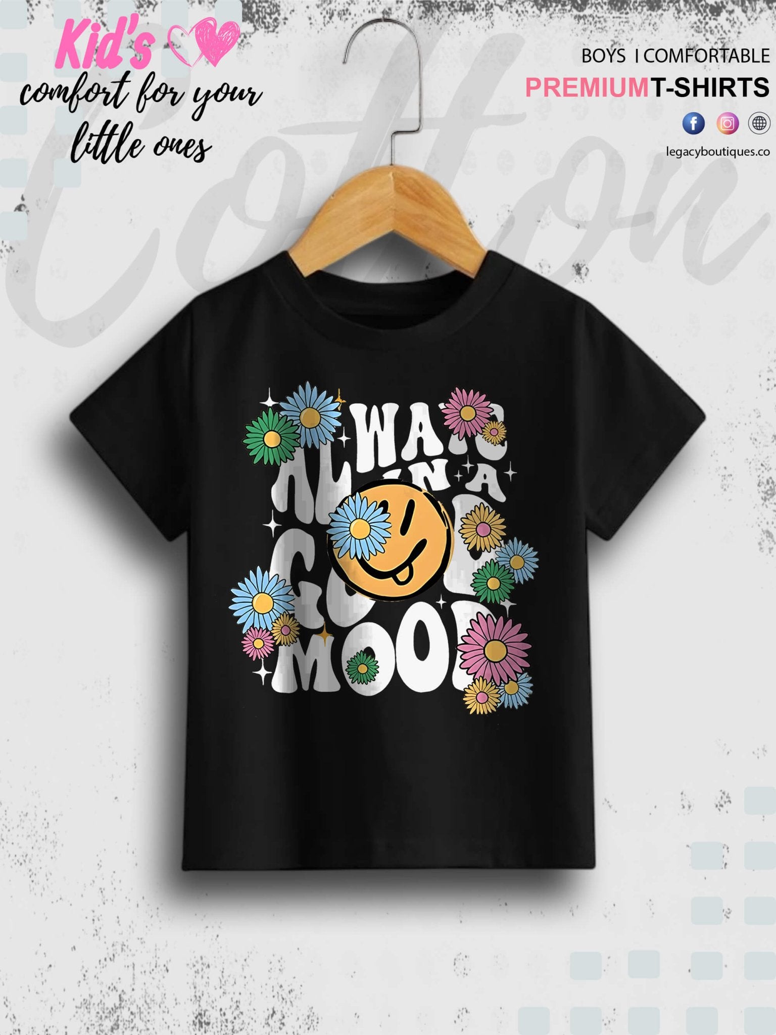 Always In A Good Mood Short Sleeve Girls T-Shirt In Lowest Price Only In Dhaka Legacy Boutiques Legacy Boutiques