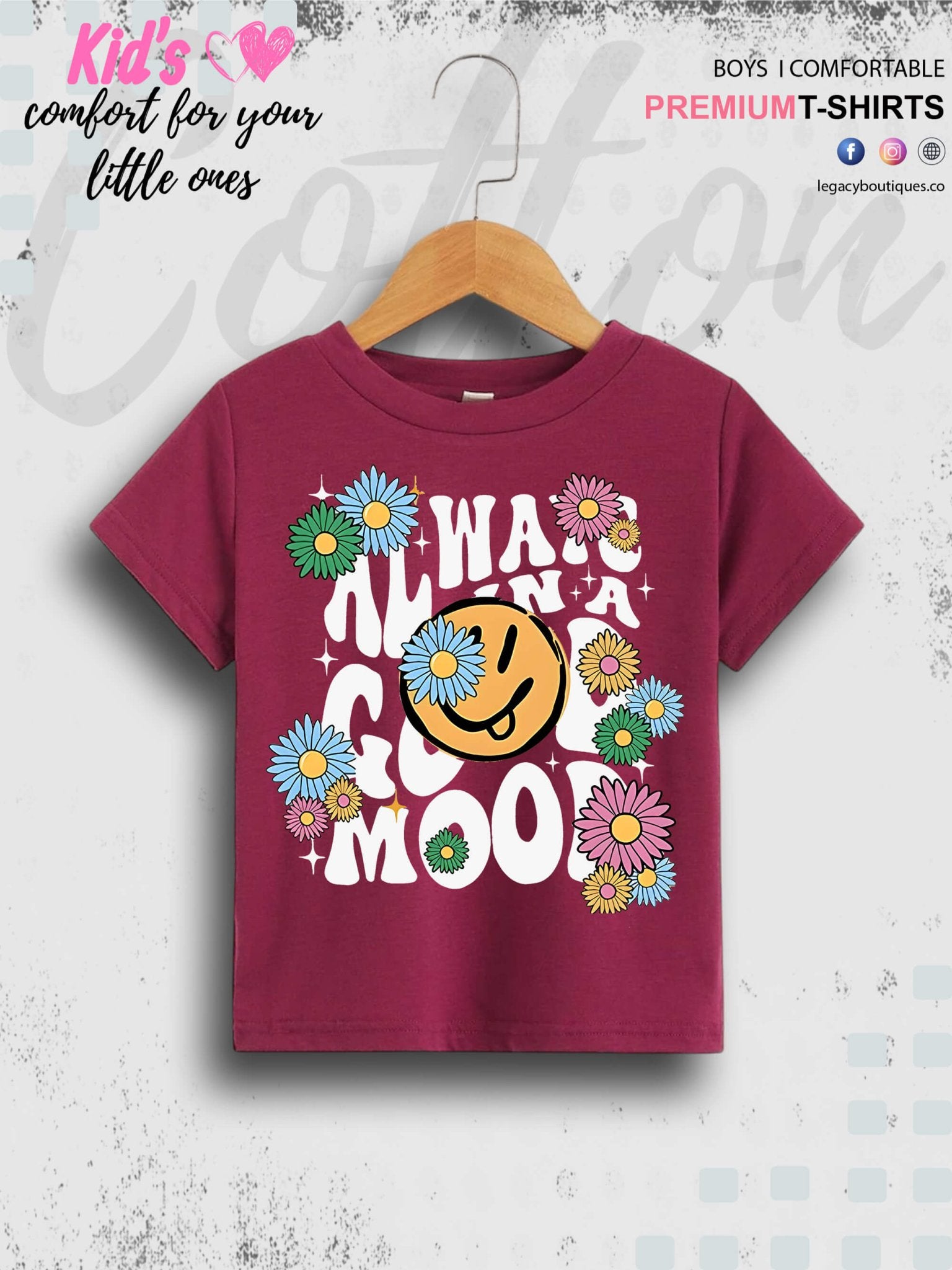 Always In A Good Mood Short Sleeve Girls T-Shirt In Lowest Price Only In Dhaka Legacy Boutiques Legacy Boutiques