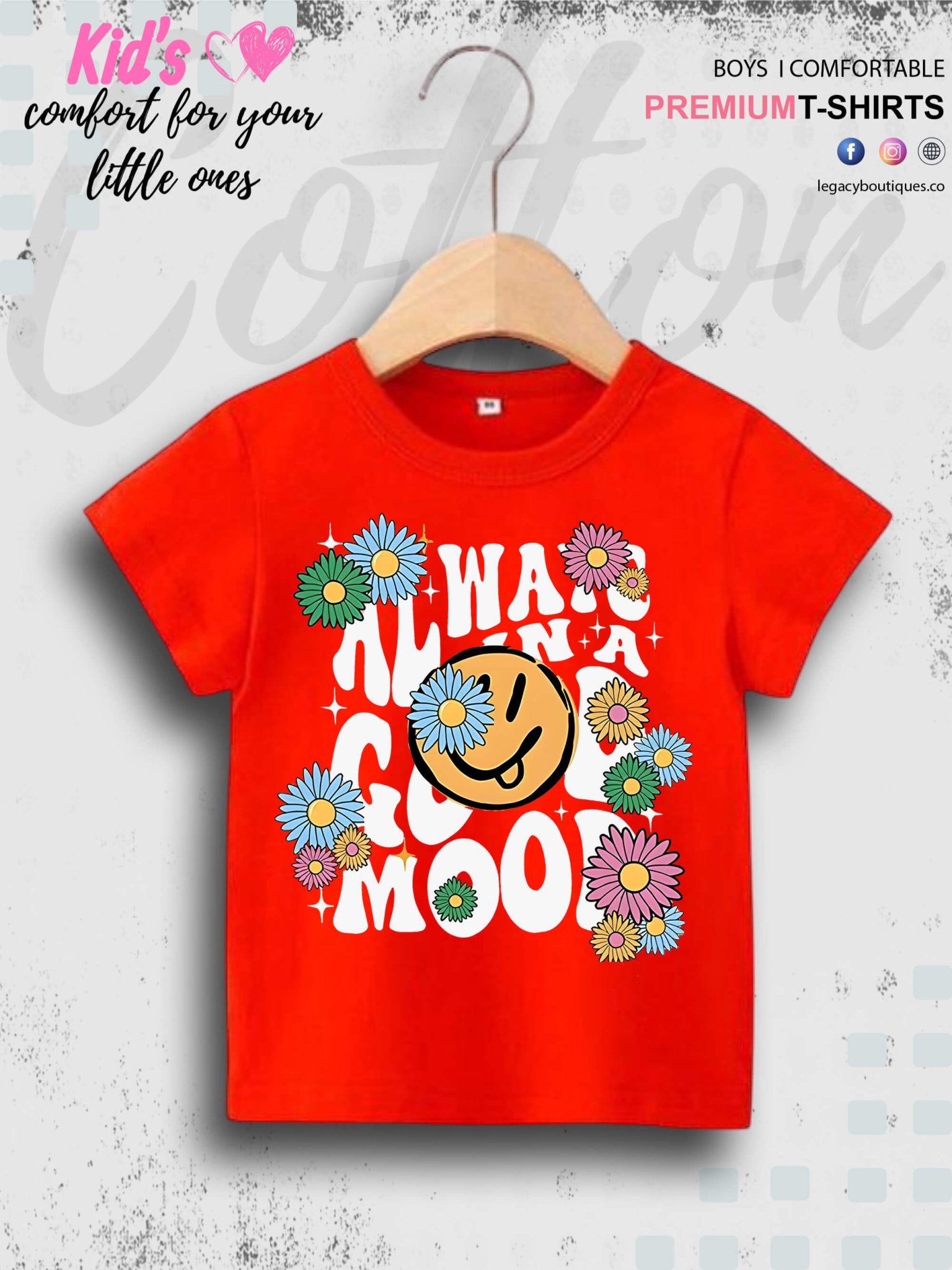 Always In A Good Mood Short Sleeve Girls T-Shirt In Lowest Price Only In Dhaka Legacy Boutiques Legacy Boutiques