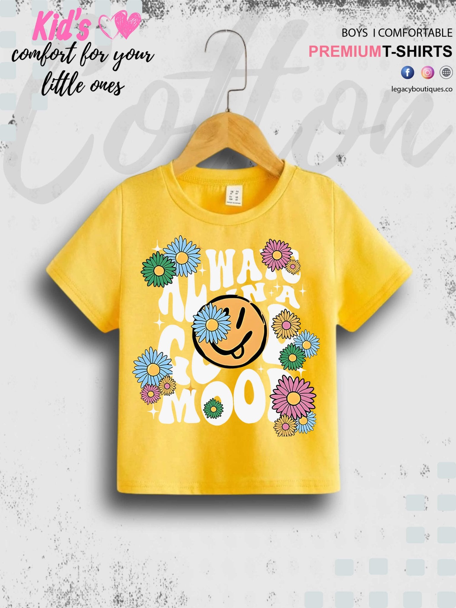 Always In A Good Mood Short Sleeve Girls T-Shirt In Lowest Price Only In Dhaka Legacy Boutiques Legacy Boutiques