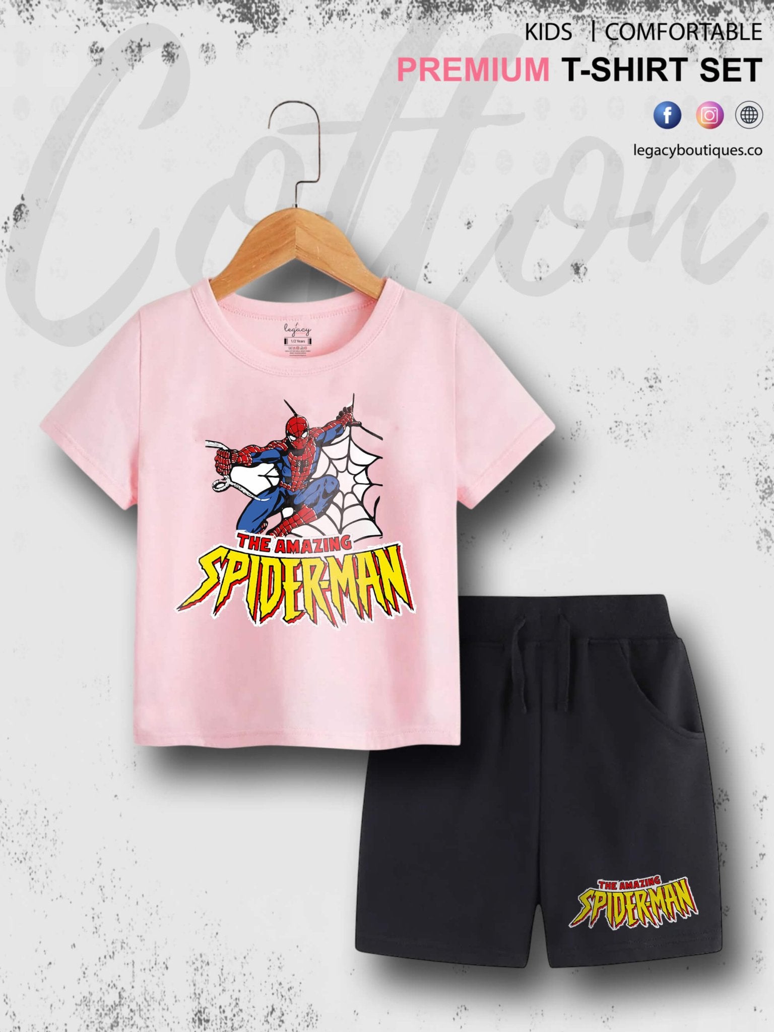 Amazing Spider Babies Casual 6 Month To 6 Year Summer Time Babies T-shirt Set Legacy Boutiques Legacy Boutiques