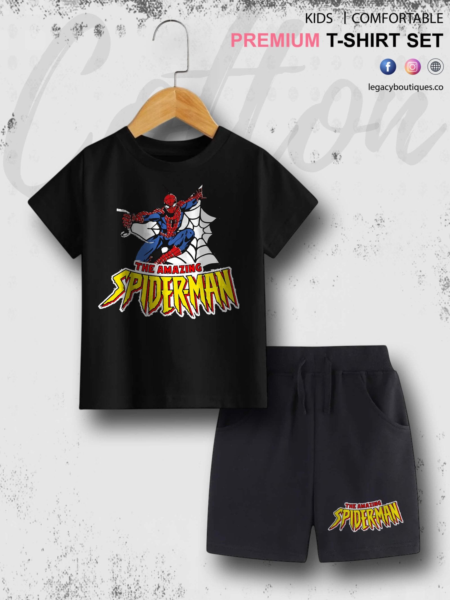 Amazing Spider Babies Casual 6 Month To 6 Year Summer Time Babies T-shirt Set Legacy Boutiques Legacy Boutiques