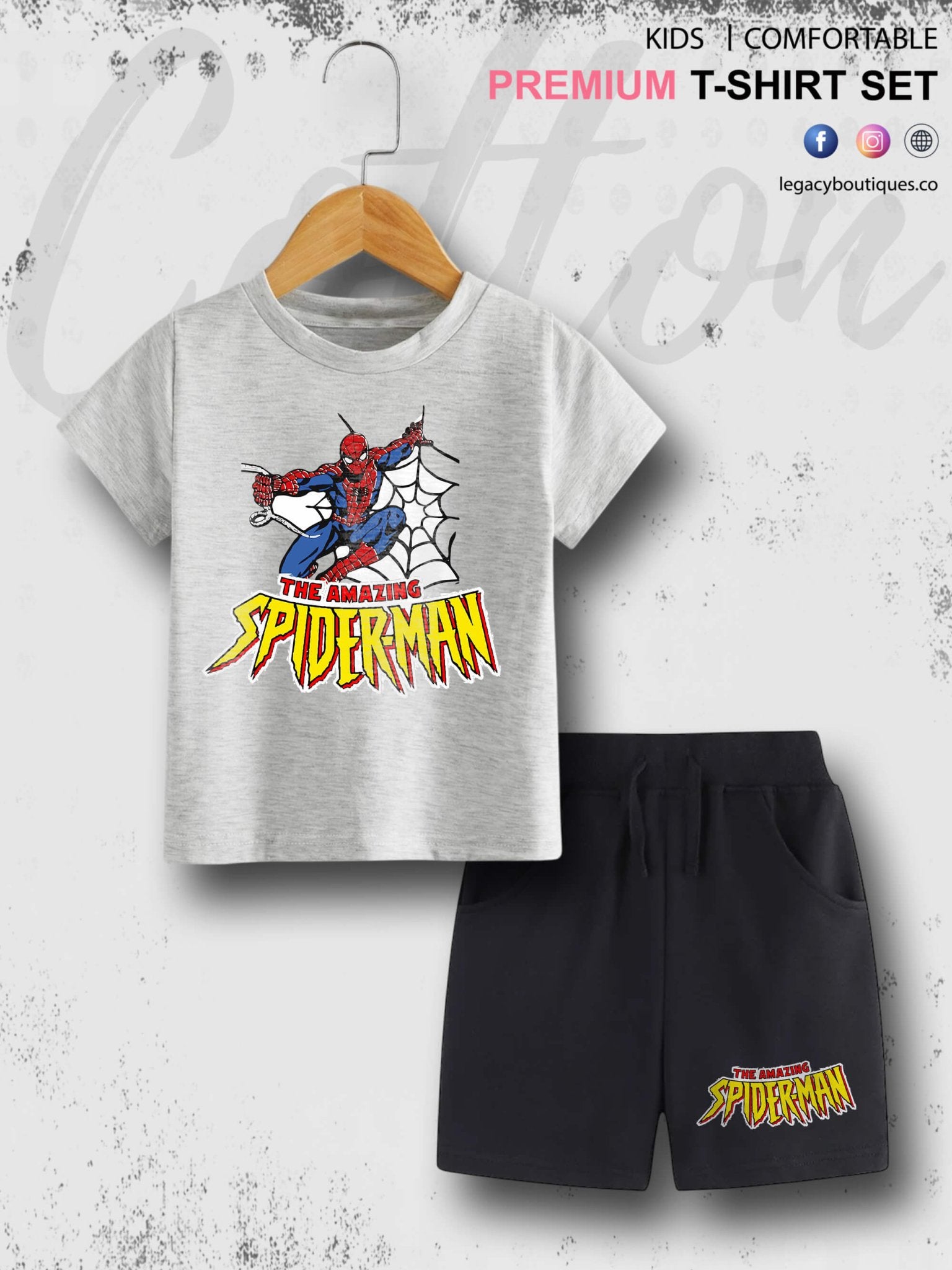 Amazing Spider Babies Casual 6 Month To 6 Year Summer Time Babies T-shirt Set Legacy Boutiques Legacy Boutiques