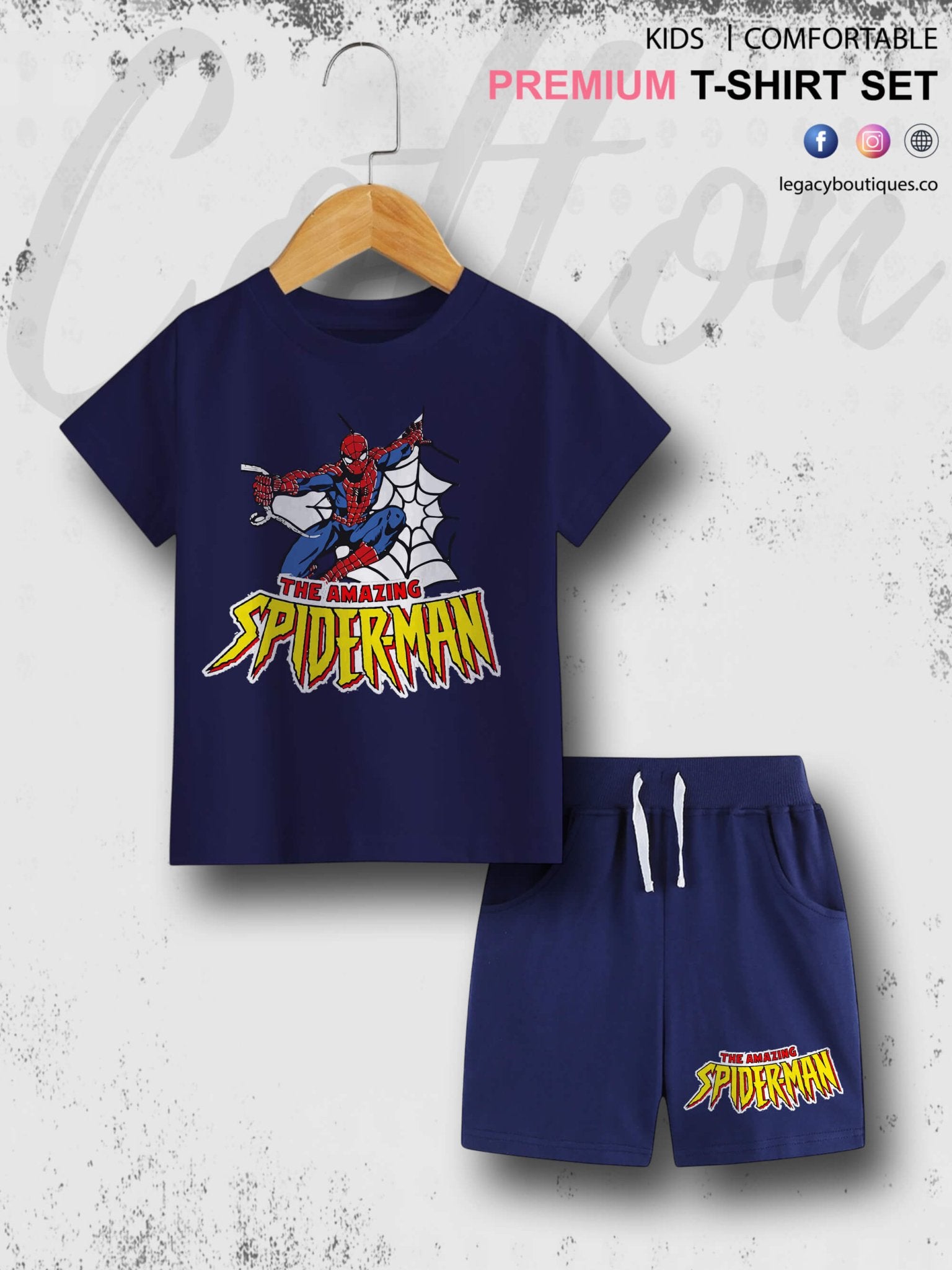 Amazing Spider Babies Casual 6 Month To 6 Year Summer Time Babies T-shirt Set Legacy Boutiques Legacy Boutiques