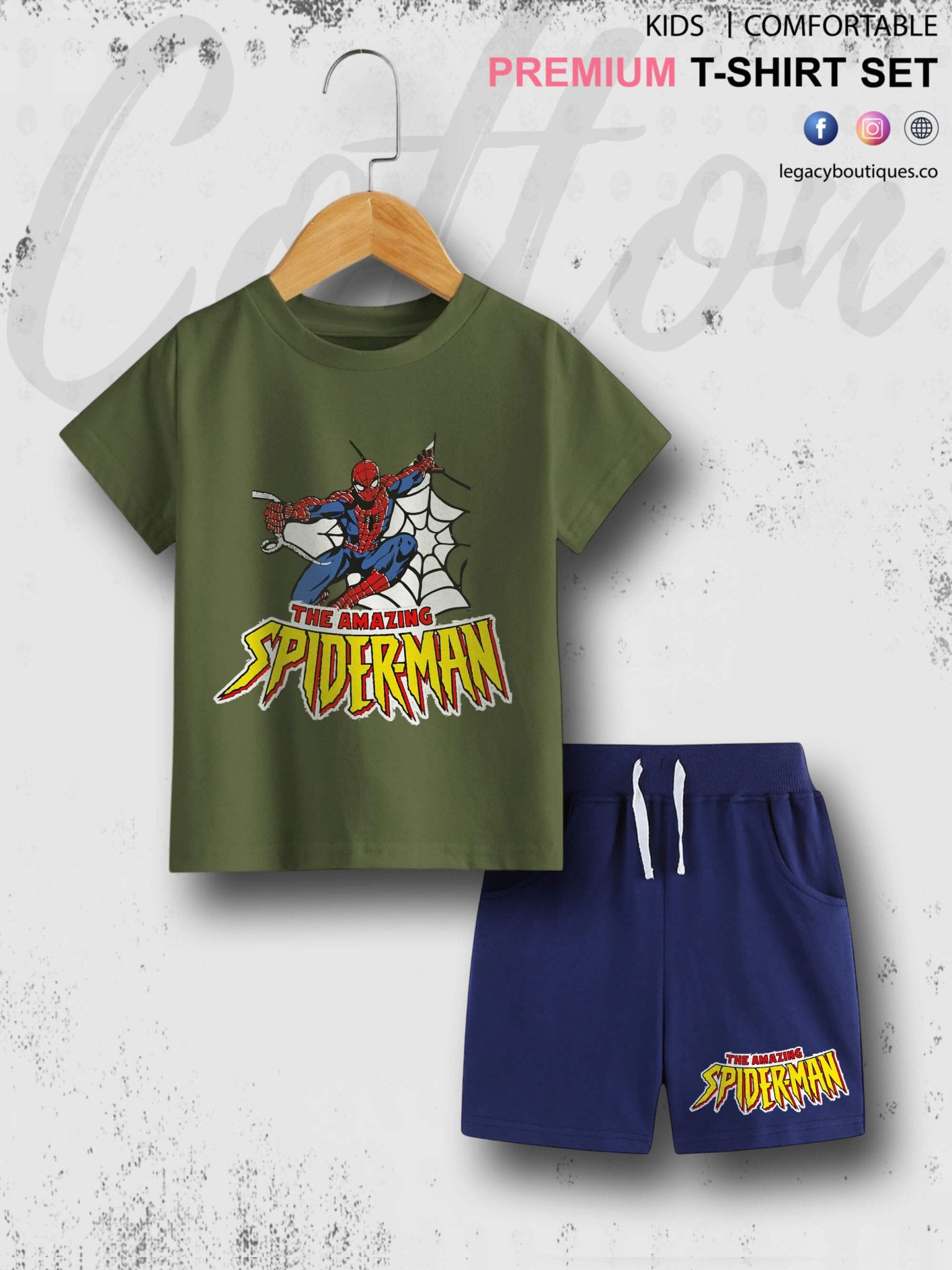 Amazing Spider Babies Casual 6 Month To 6 Year Summer Time Babies T-shirt Set Legacy Boutiques Legacy Boutiques