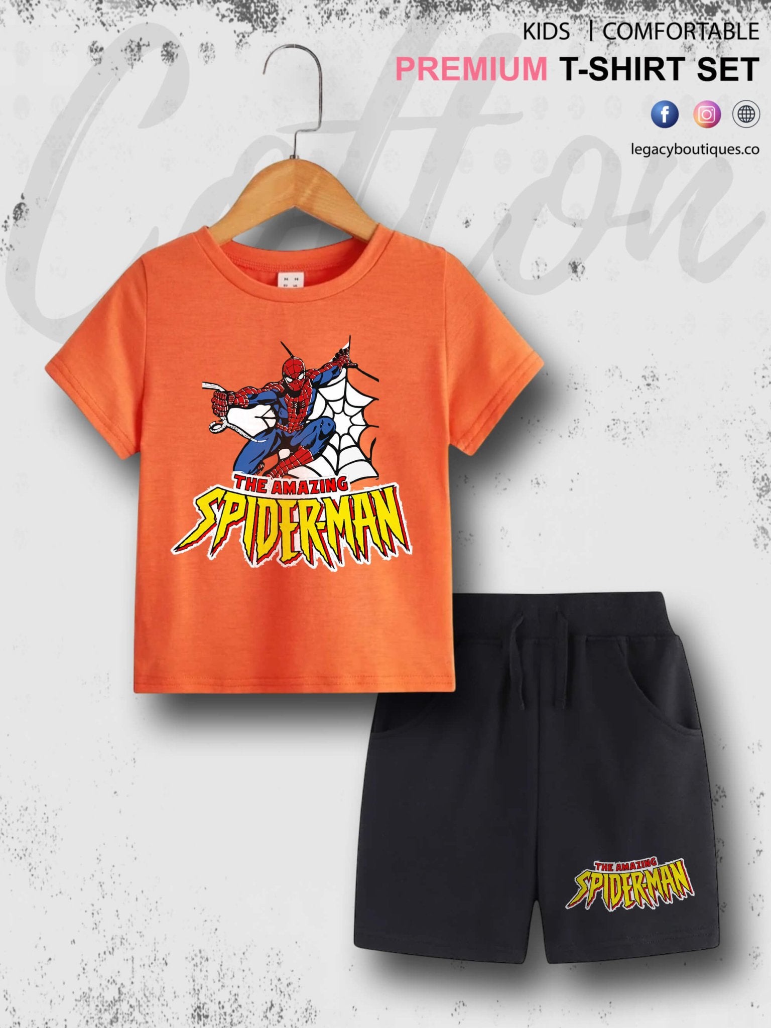 Amazing Spider Babies Casual 6 Month To 6 Year Summer Time Babies T-shirt Set Legacy Boutiques Legacy Boutiques