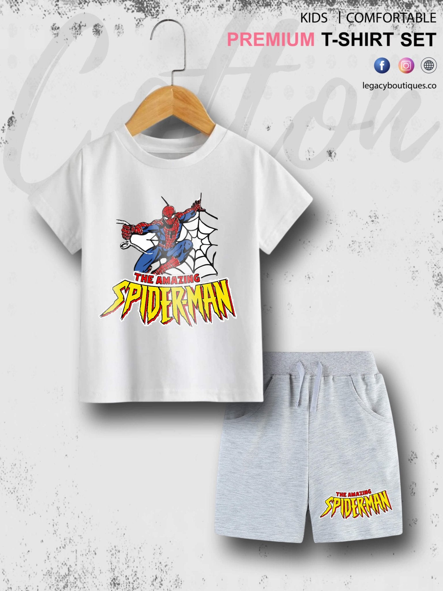 Amazing Spider Babies Casual 6 Month To 6 Year Summer Time Babies T-shirt Set Legacy Boutiques Legacy Boutiques
