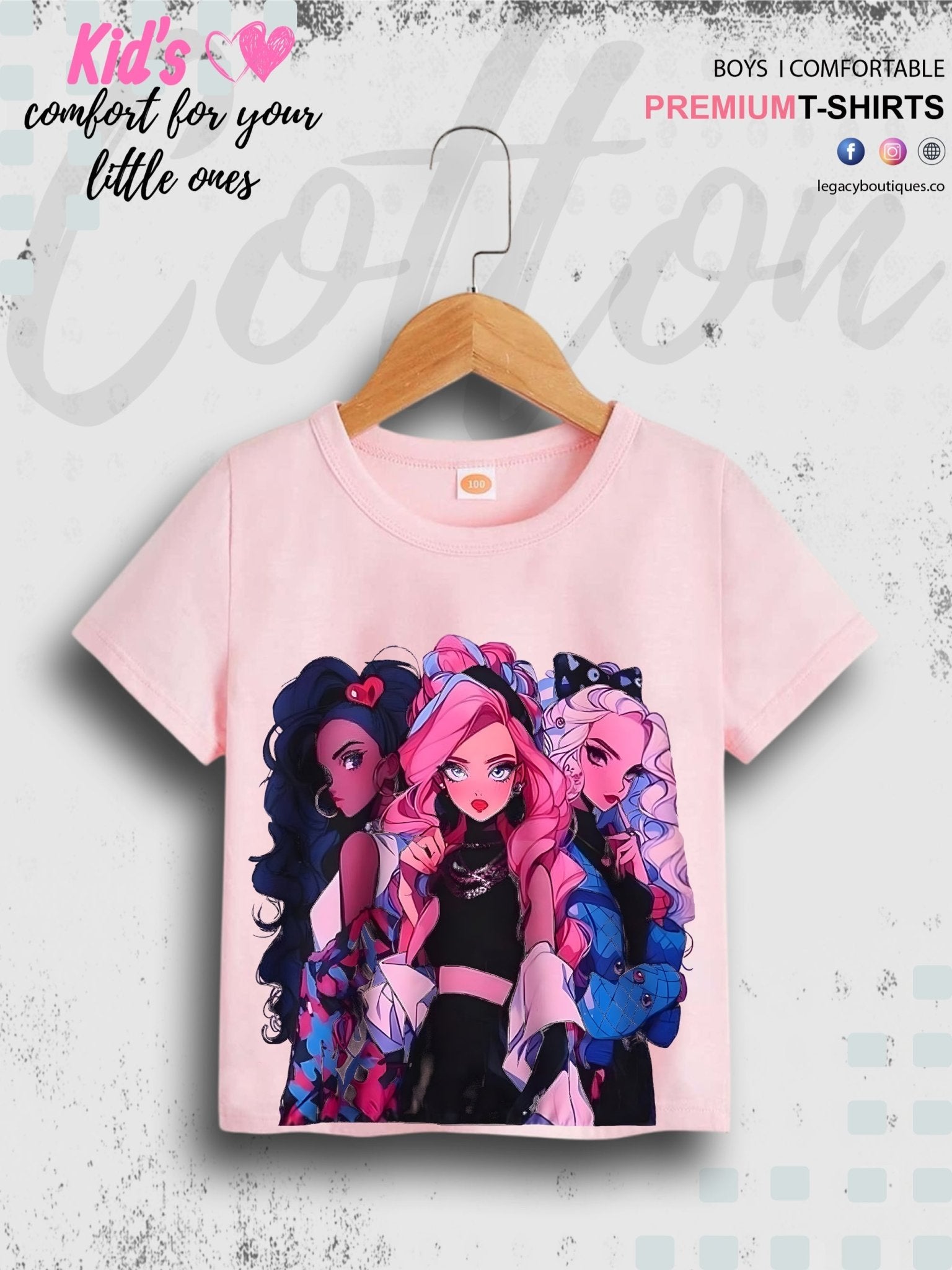 Anime Girls Graphic Print Short Sleeve Girls Tee Legacy Boutiques Legacy Boutiques