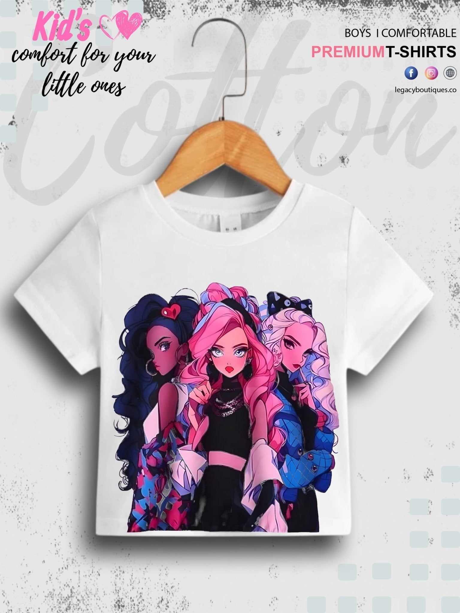 Anime Girls Graphic Print Short Sleeve Girls Tee Legacy Boutiques Legacy Boutiques