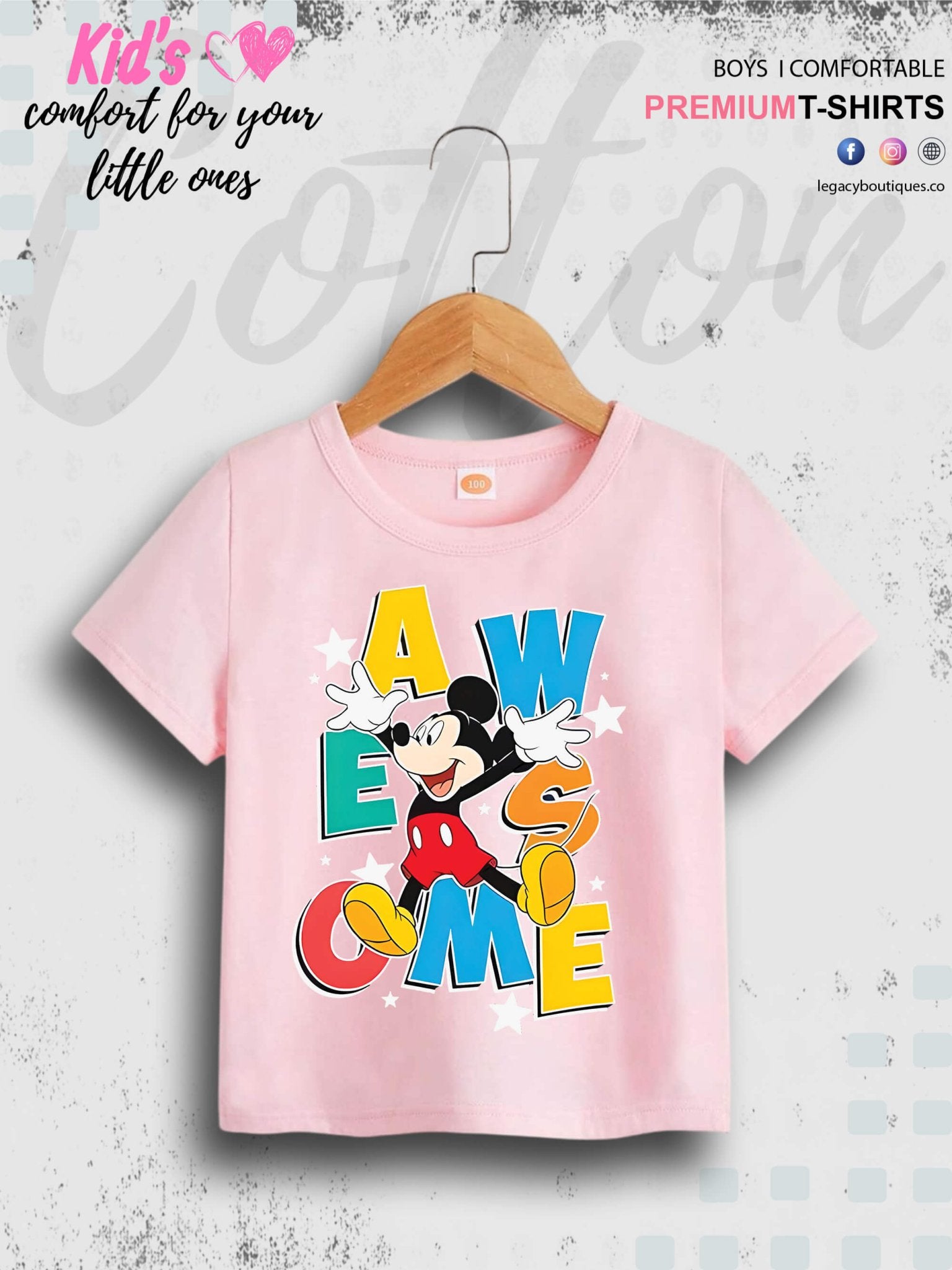 Awsome Mickey 1 To 11 Year Kids Boys Summer Time Casual T-Shirt In Cheapest Price Only In BD Legacy Boutiques Legacy Boutiques