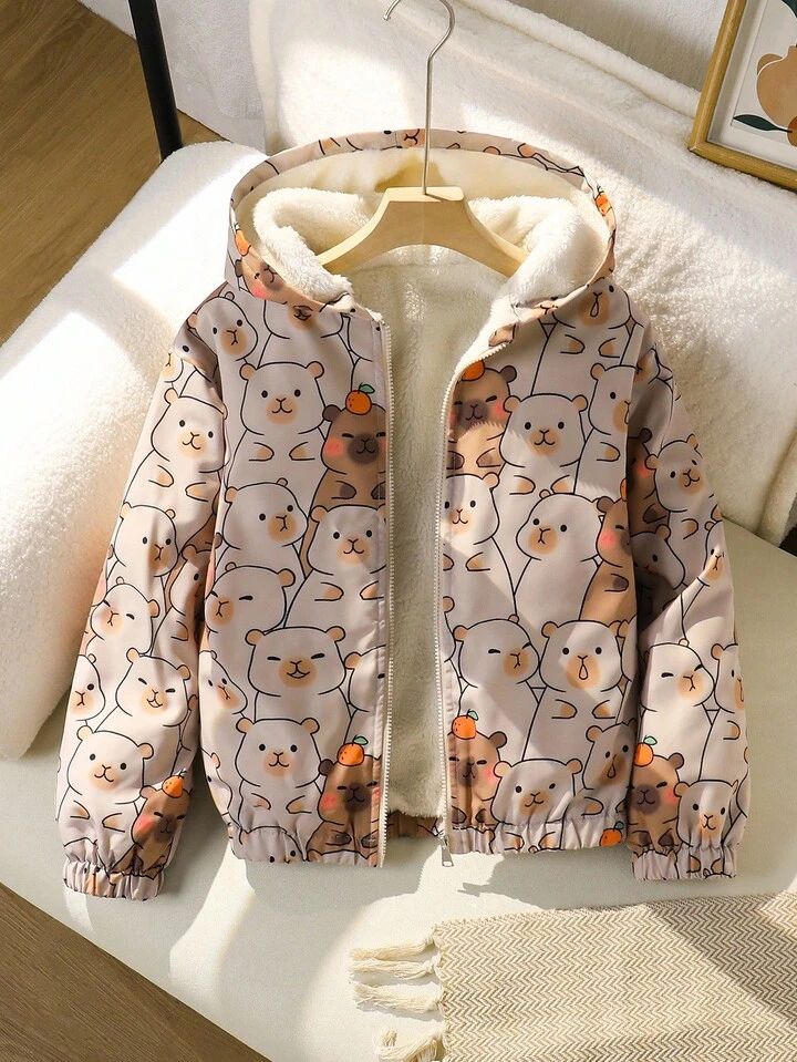 Babies hooded jacket cartoon bear print sherpa lining Legacy Boutiques Legacy Boutiques