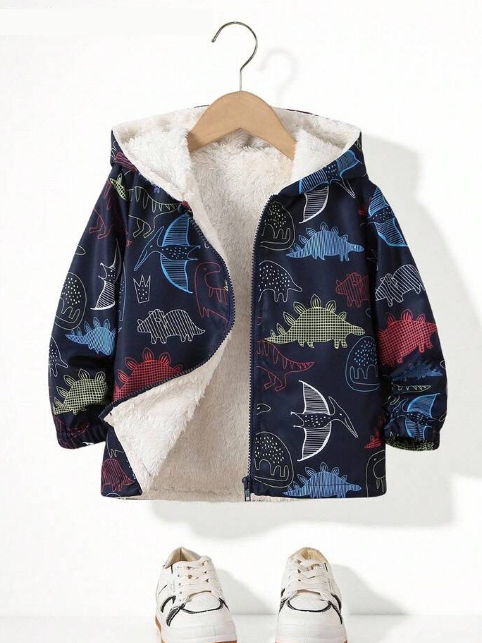 babies hooded jacket dinosaur print sherpa - lined Legacy Boutiques Legacy Boutiques
